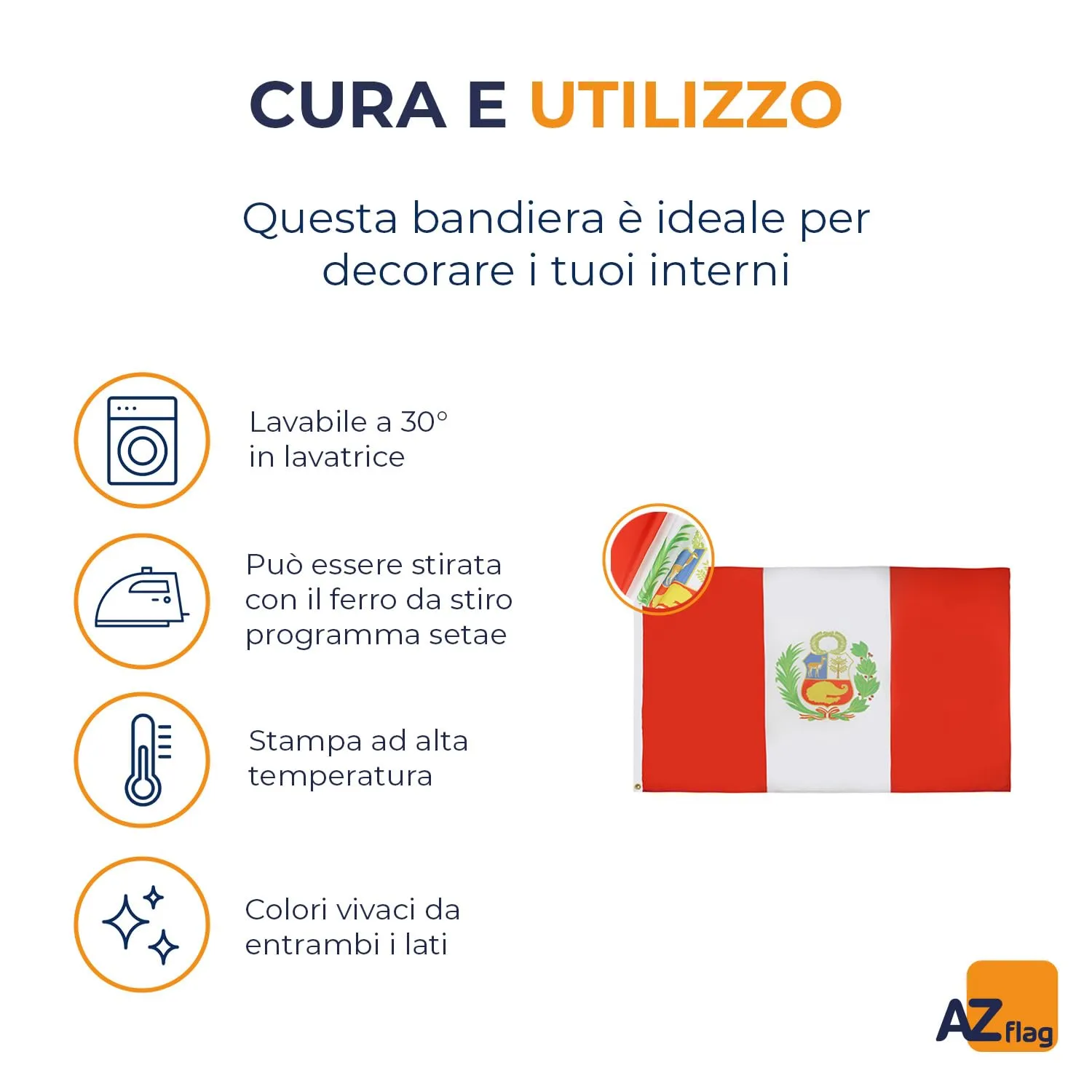 AZ FLAG Bandiera Perù 150x90 cm in Poliestere con 2 Occhielli - immagine 5