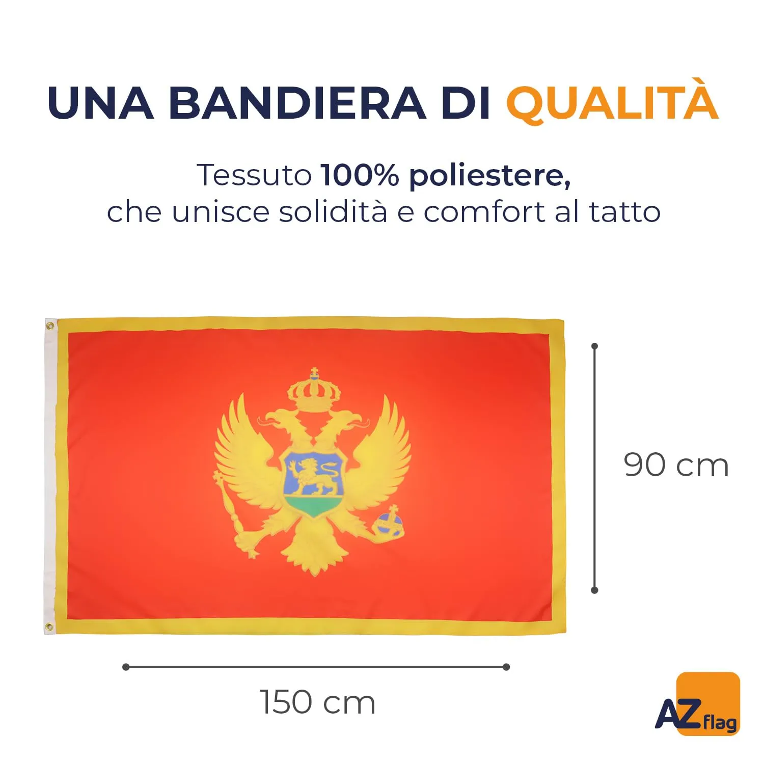 AZ FLAG Bandiera Montenegro 150x90 cm Poliestere Leggero con Occhielli - immagine 2