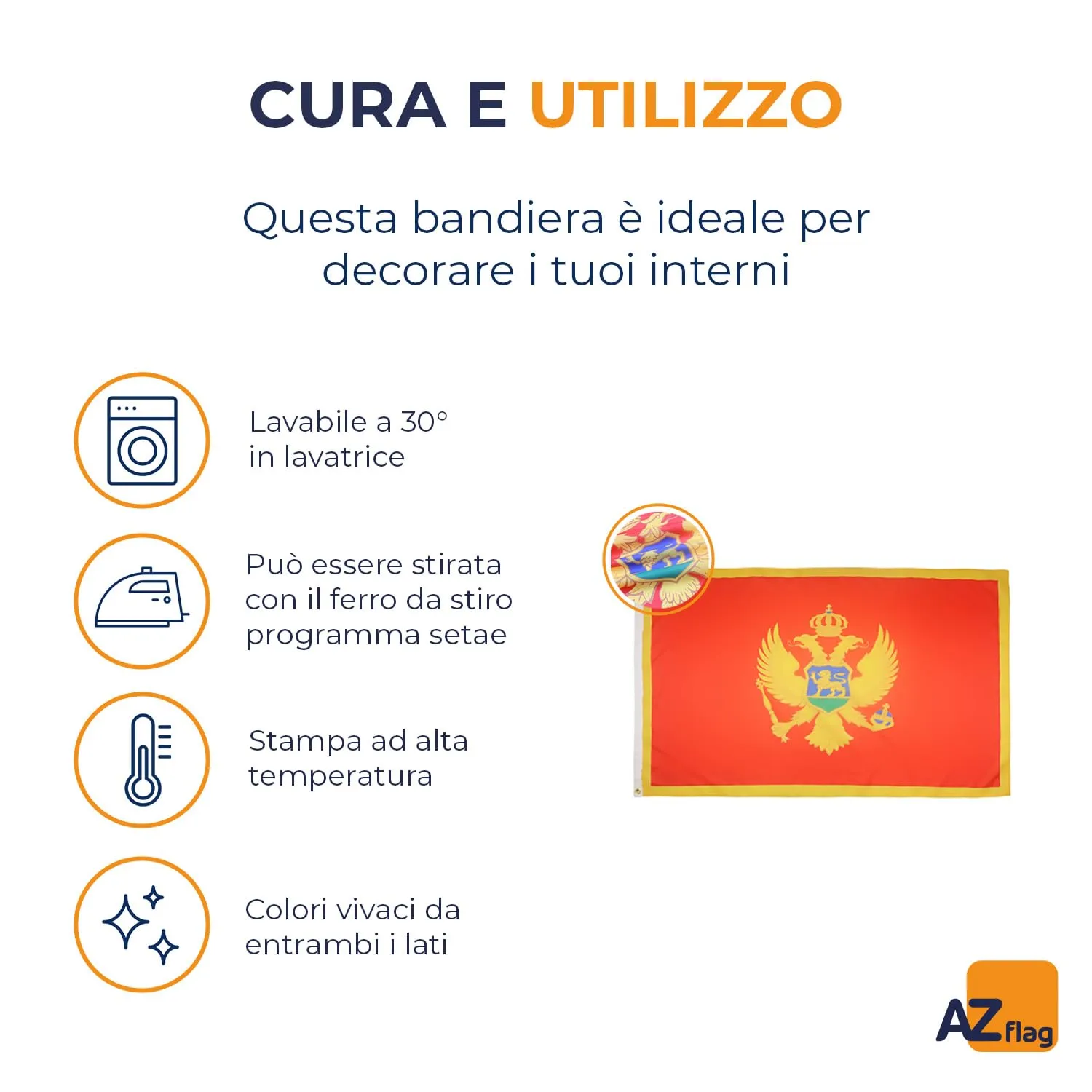 AZ FLAG Bandiera Montenegro 150x90 cm Poliestere Leggero con Occhielli - immagine 5