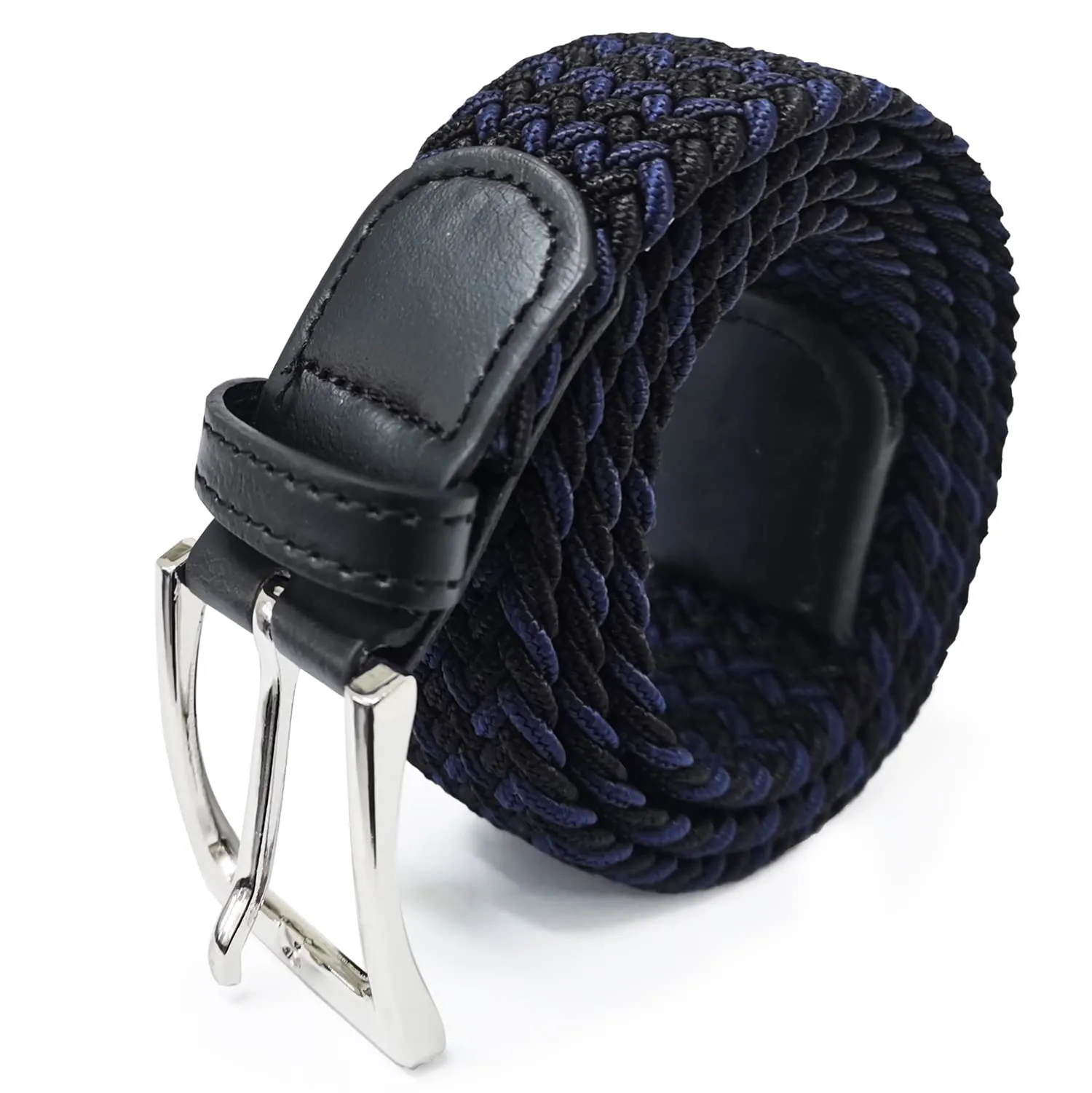 GLAMEXX24 Cintura Elastica Unisex in Tessuto Intrecciato Regolabile Mod.18048, 105cm, Nero Blu - immagine 1
