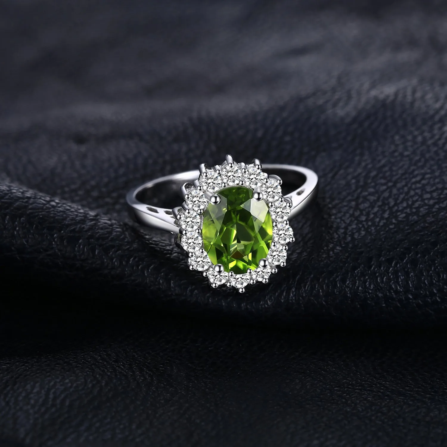 JewelryPalace Anello Halo in Argento 925 con Peridoto Verde e Zirconi, Taglia 14.5 - immagine 3