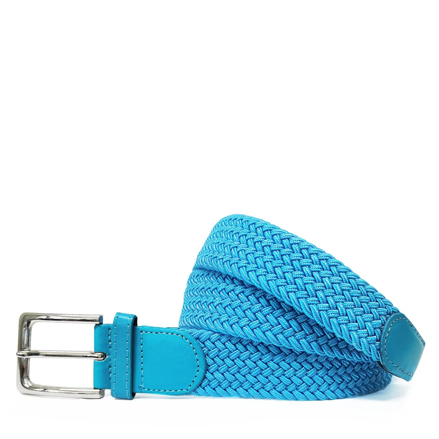 GLAMEXX24 Cintura Elastica Unisex in Tessuto Intrecciato Regolabile Mod.18063, Azzurro Chiaro, 120cm - immagine 2