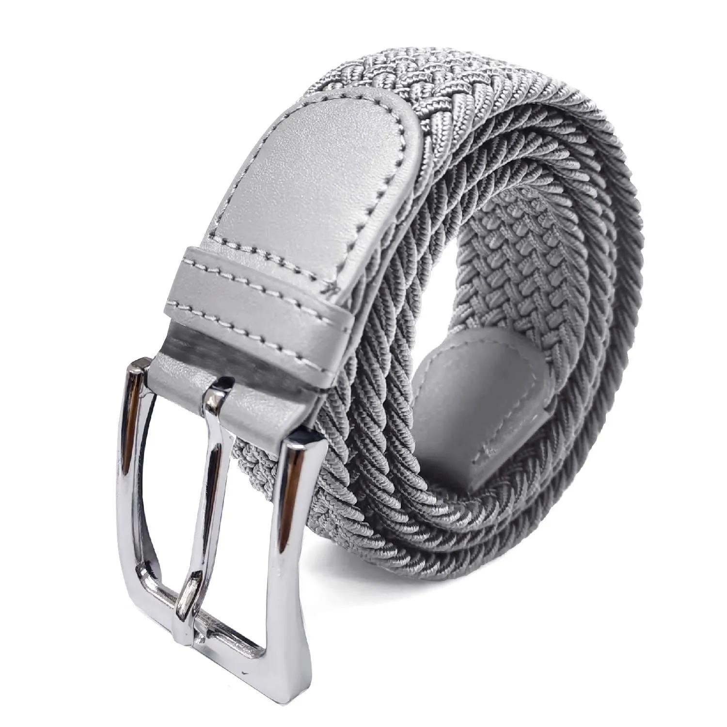 GLAMEXX24 Cintura Elastica Unisex in Tessuto Intrecciato Regolabile, Mod.18052, Grigio Chiaro, 105cm - immagine 1