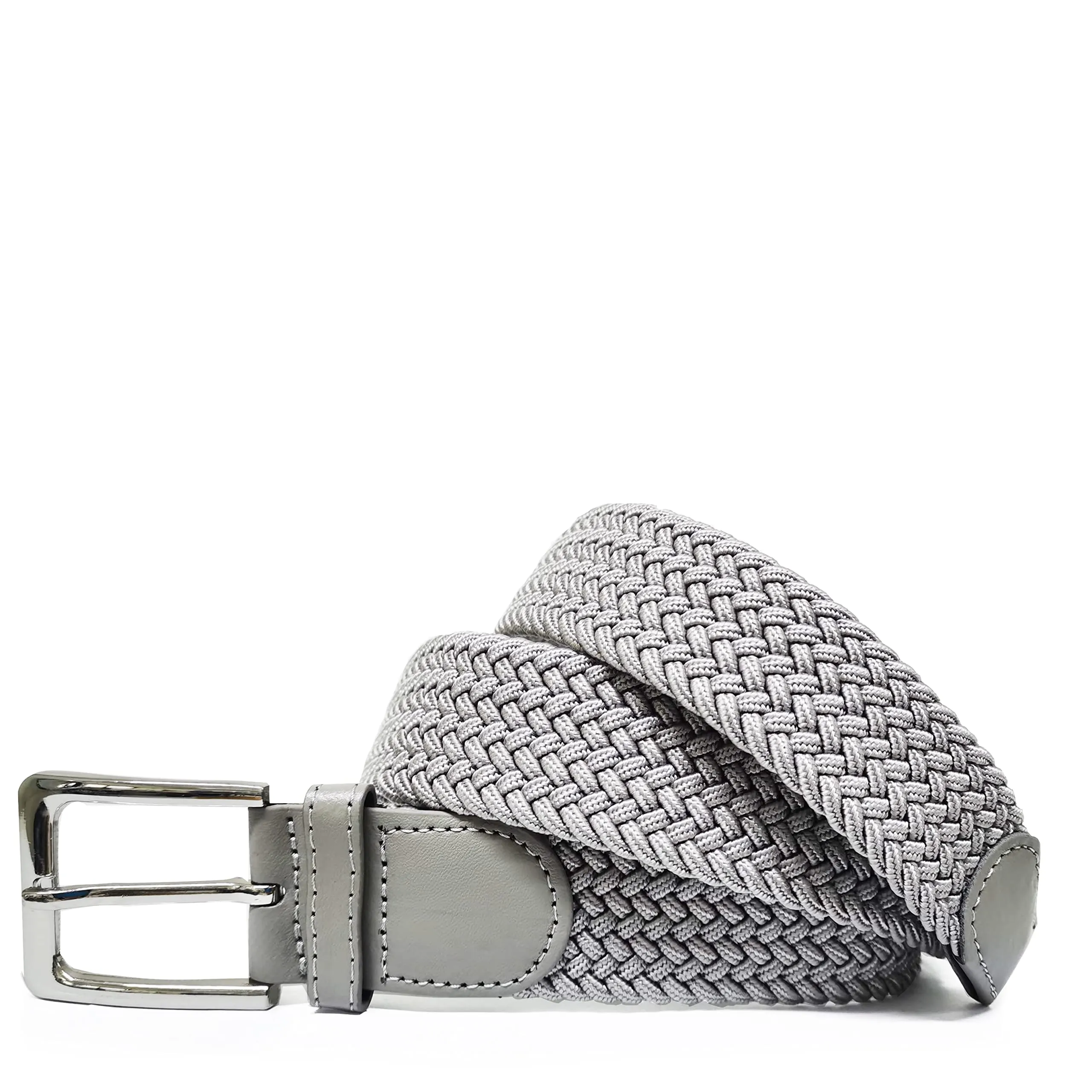 GLAMEXX24 Cintura Elastica Unisex in Tessuto Intrecciato Regolabile, Mod.18052, Grigio Chiaro, 105cm - immagine 2