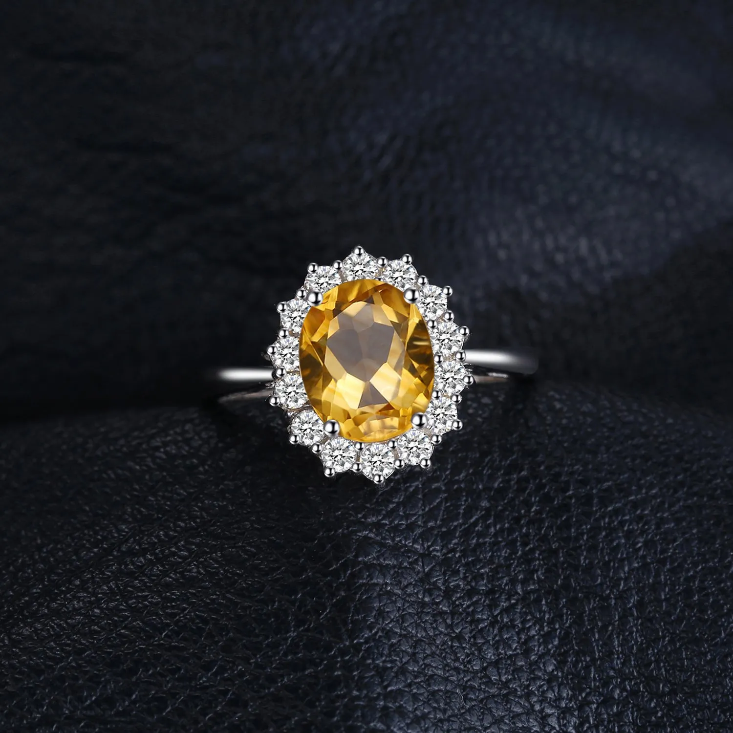 JewelryPalace Anello Halo Donna Argento 925 con Citrino Arancione Naturale e Zirconi, Taglia 17 - immagine 3