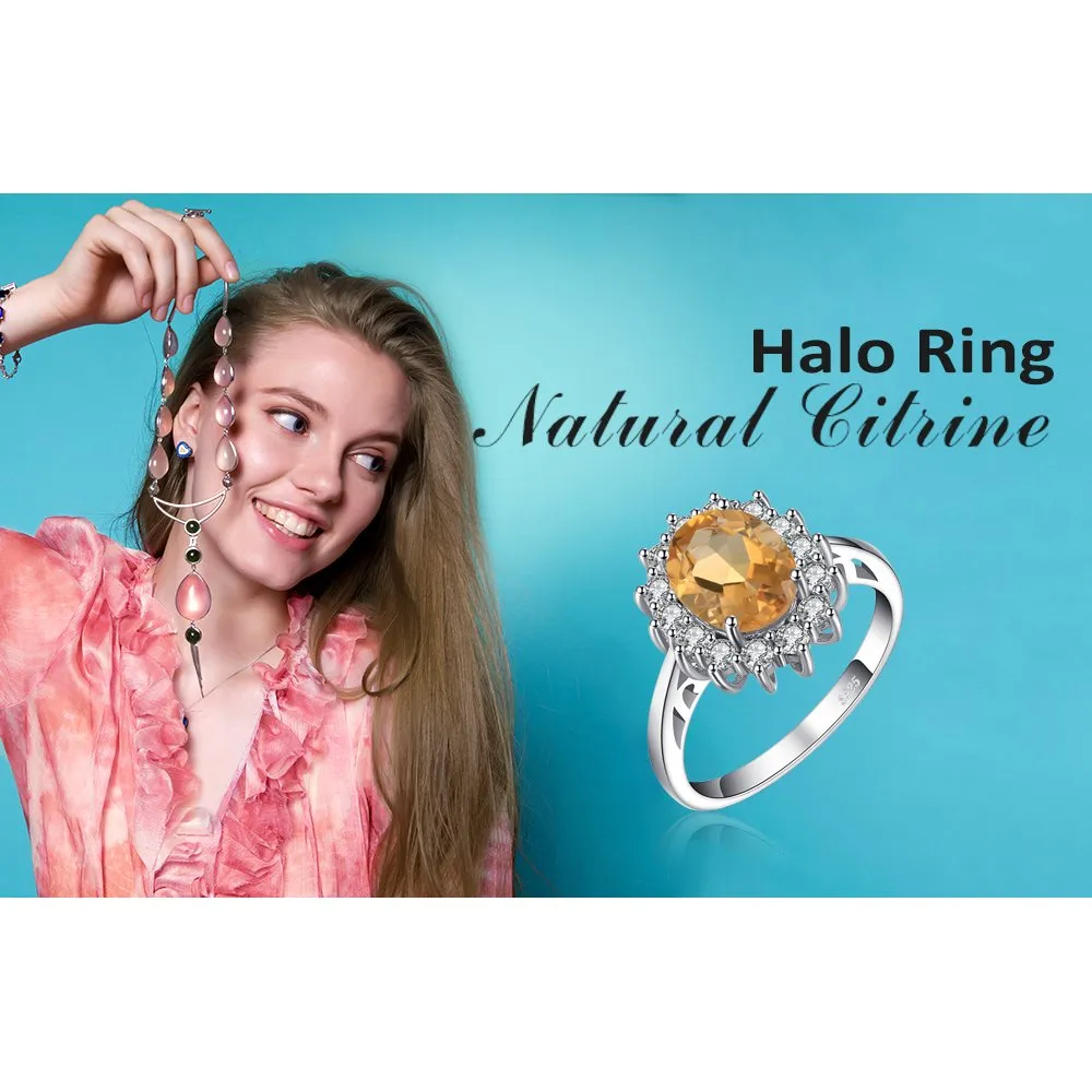 JewelryPalace Anello Halo Donna Argento 925 con Citrino Arancione Naturale e Zirconi, Taglia 17 - immagine 6