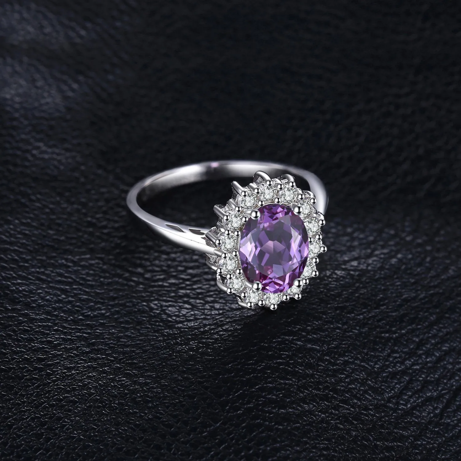 JewelryPalace Anello Halo Donna in Argento 925 con Ametista Viola e Zirconi, Taglia 11.5 - immagine 3
