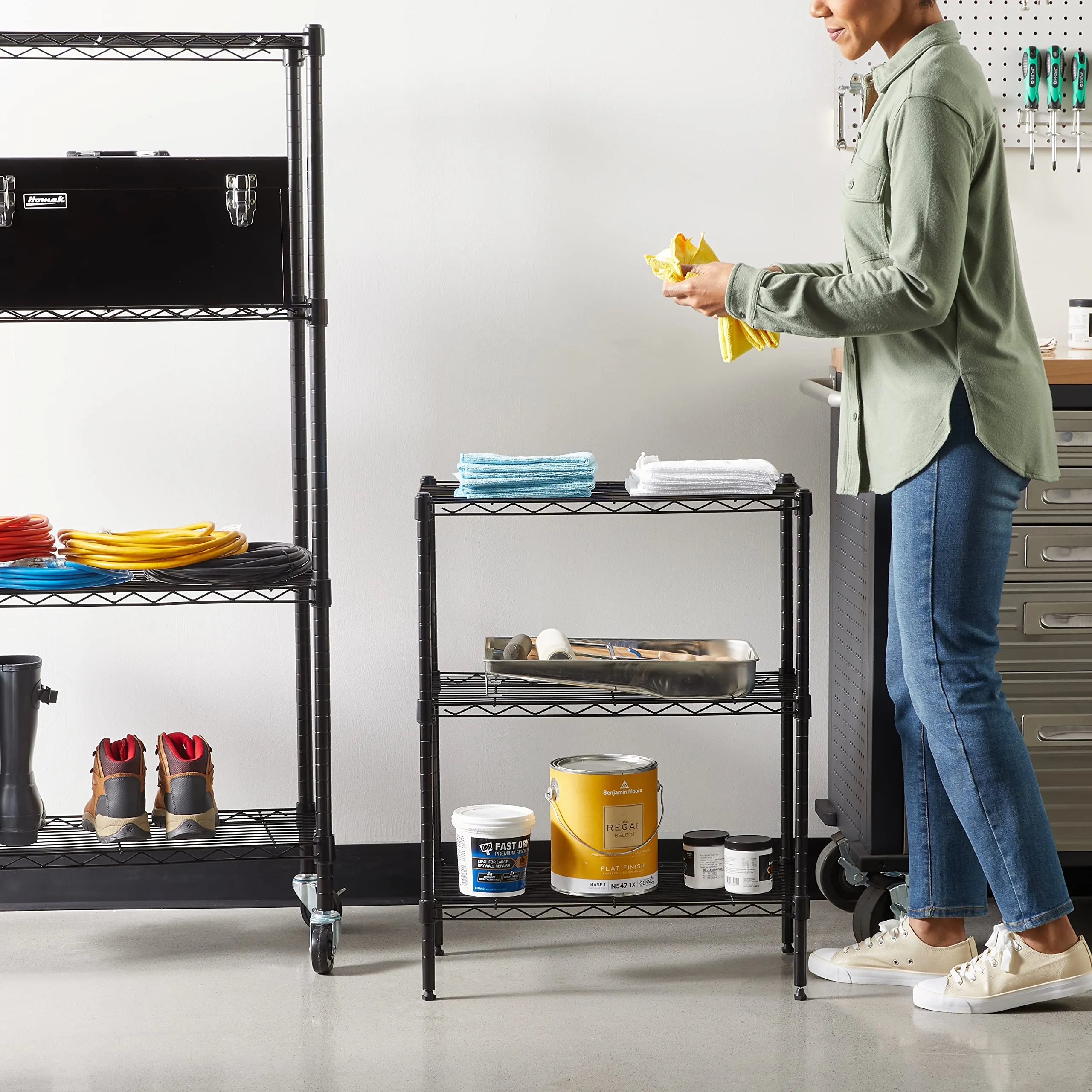 Amazon Basics Scaffaliera a 3 ripiani, Nero, 34 x 58.9 x 76.2 cm - immagine 2
