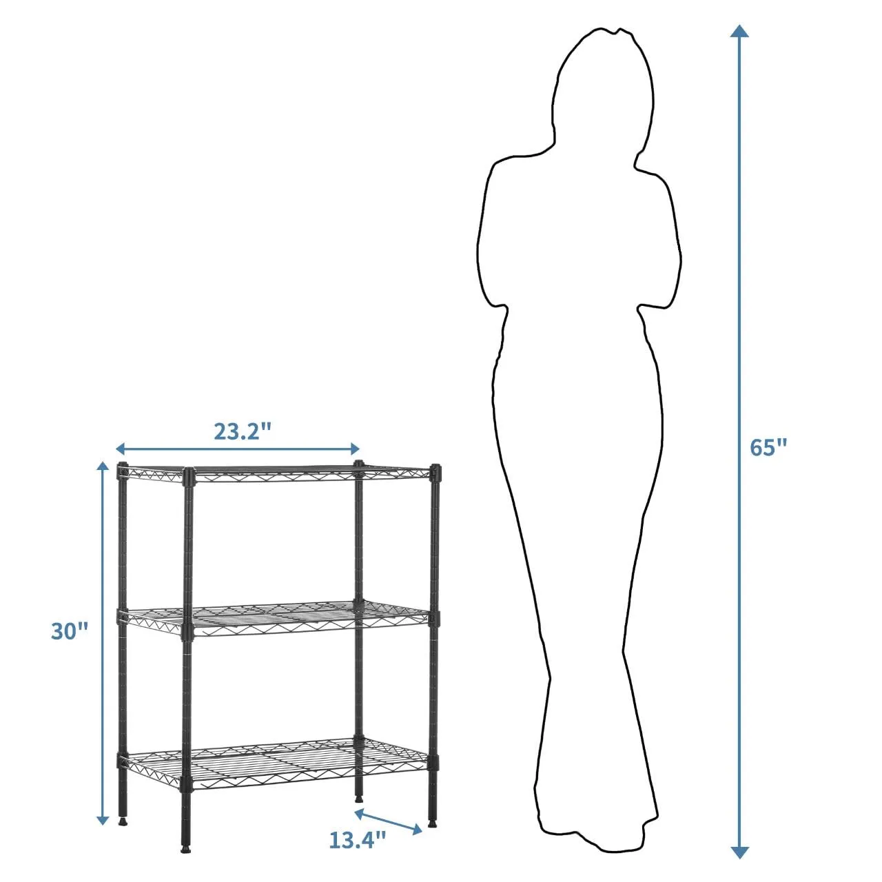 Amazon Basics Scaffaliera a 3 ripiani, Nero, 34 x 58.9 x 76.2 cm - immagine 6
