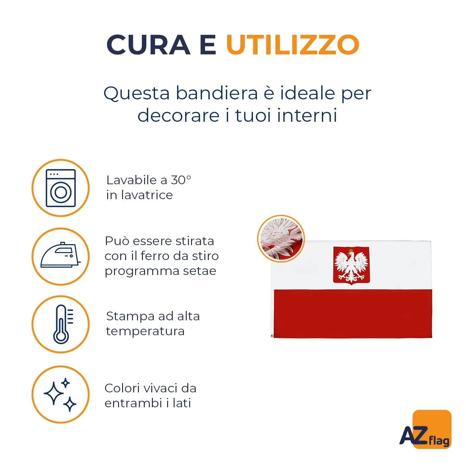 AZ FLAG Bandiera Polonia con aquila 150x90 cm 2 Occhielli - immagine 5