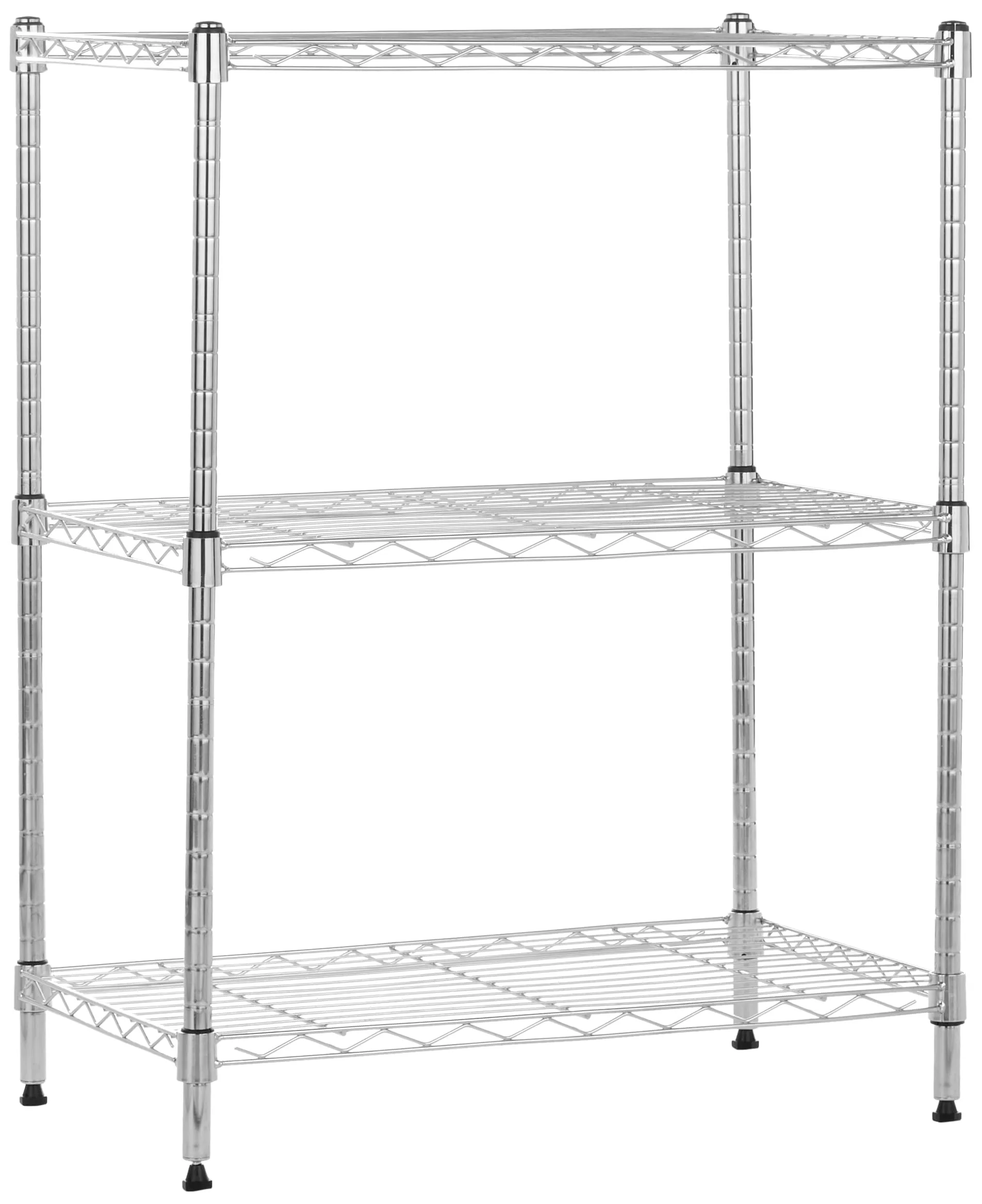 Amazon Basics Scaffaliera a 3 ripiani, Cromo, 34 x 58.9 x 76.2 cm - immagine 1