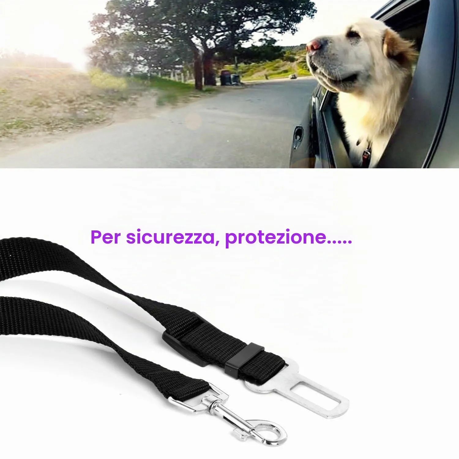 Neuftech Cinture di Sicurezza per Cani da Auto, Regolabili, Nero (2 Pezzi) - immagine 3