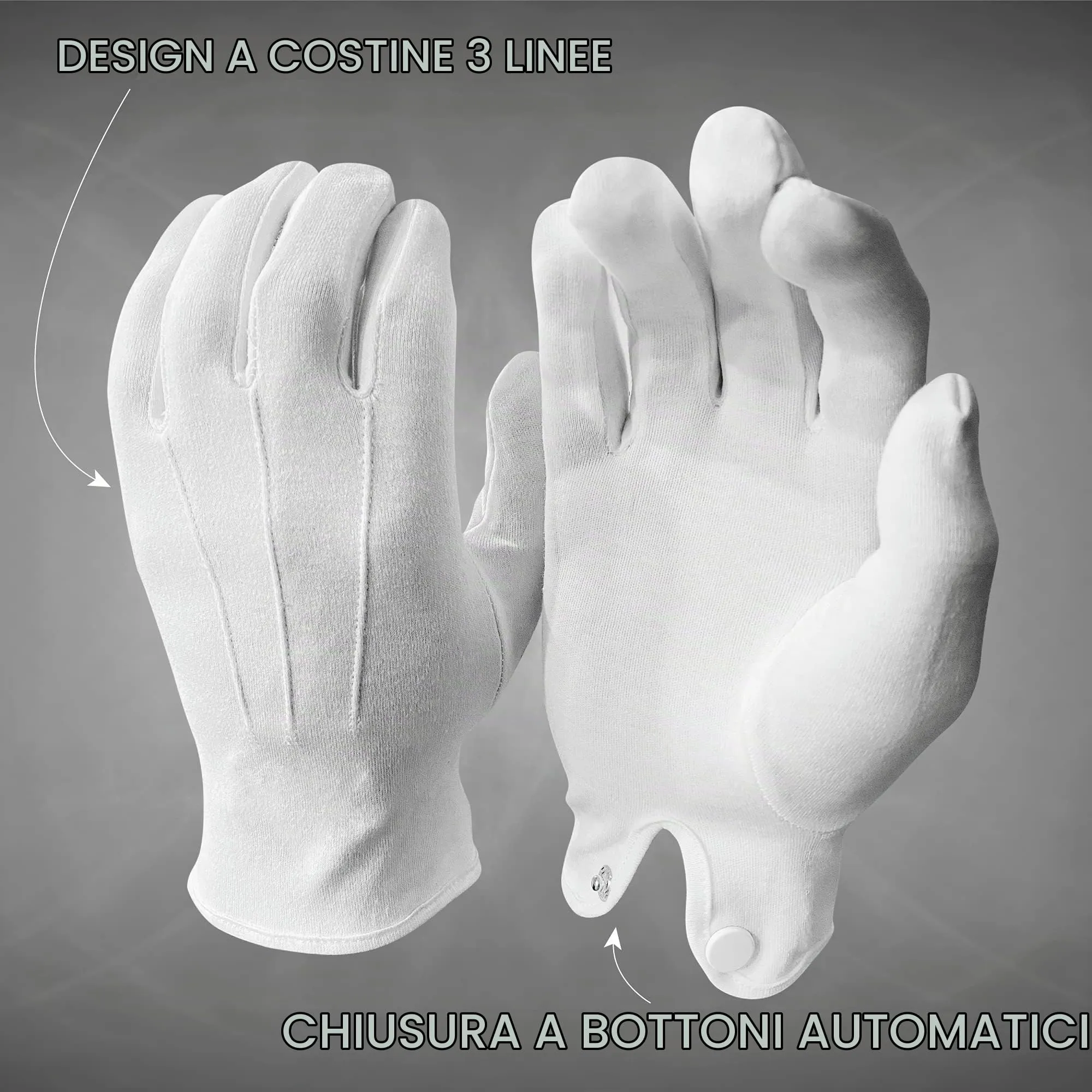 The Masonic Collection Guanti da uomo in cotone, Taglia L, Bianco - immagine 3