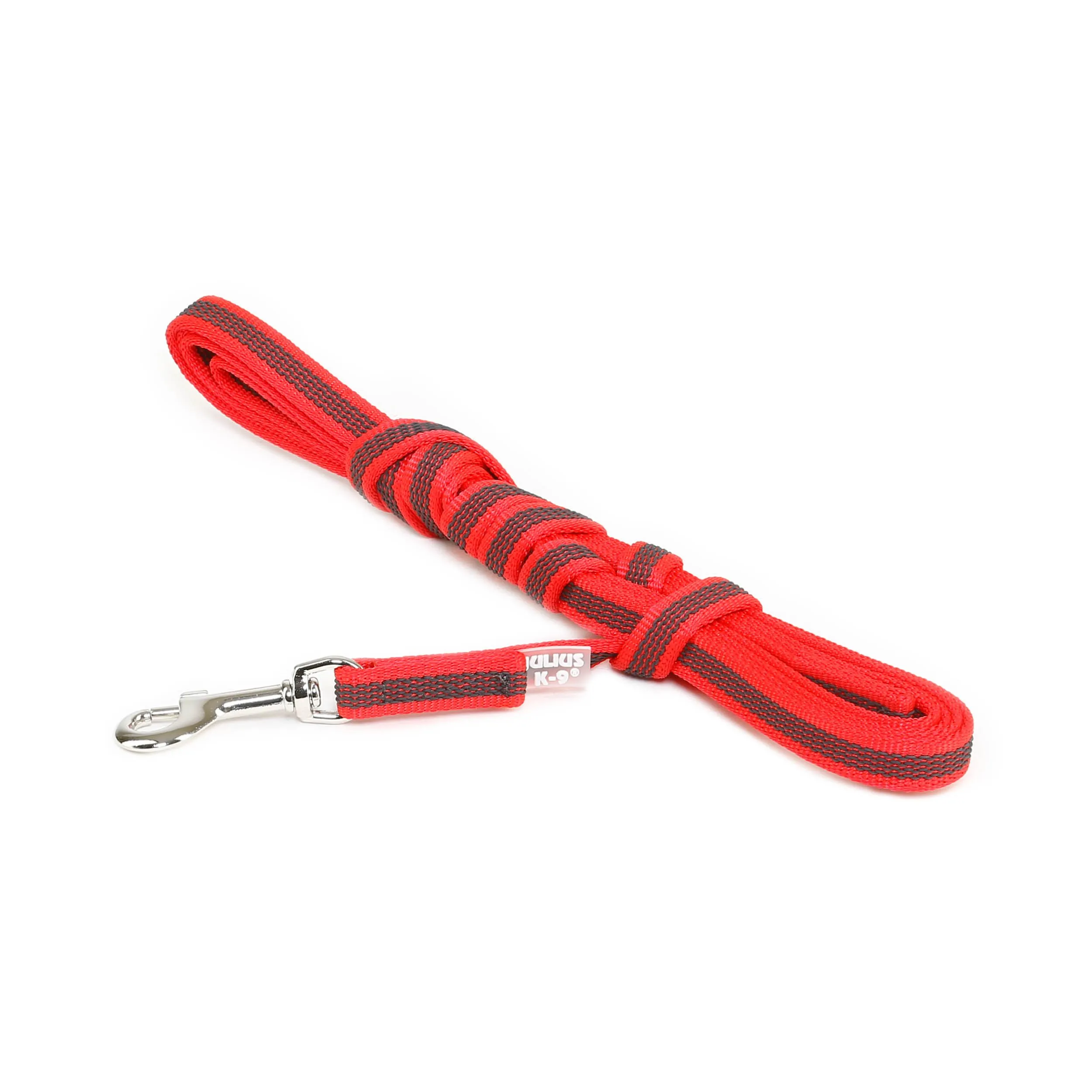 Julius-K9 Color & Gray Super Presa Guinzaglio Con Manico, 14 mm x 3 m, Rosso - immagine 1