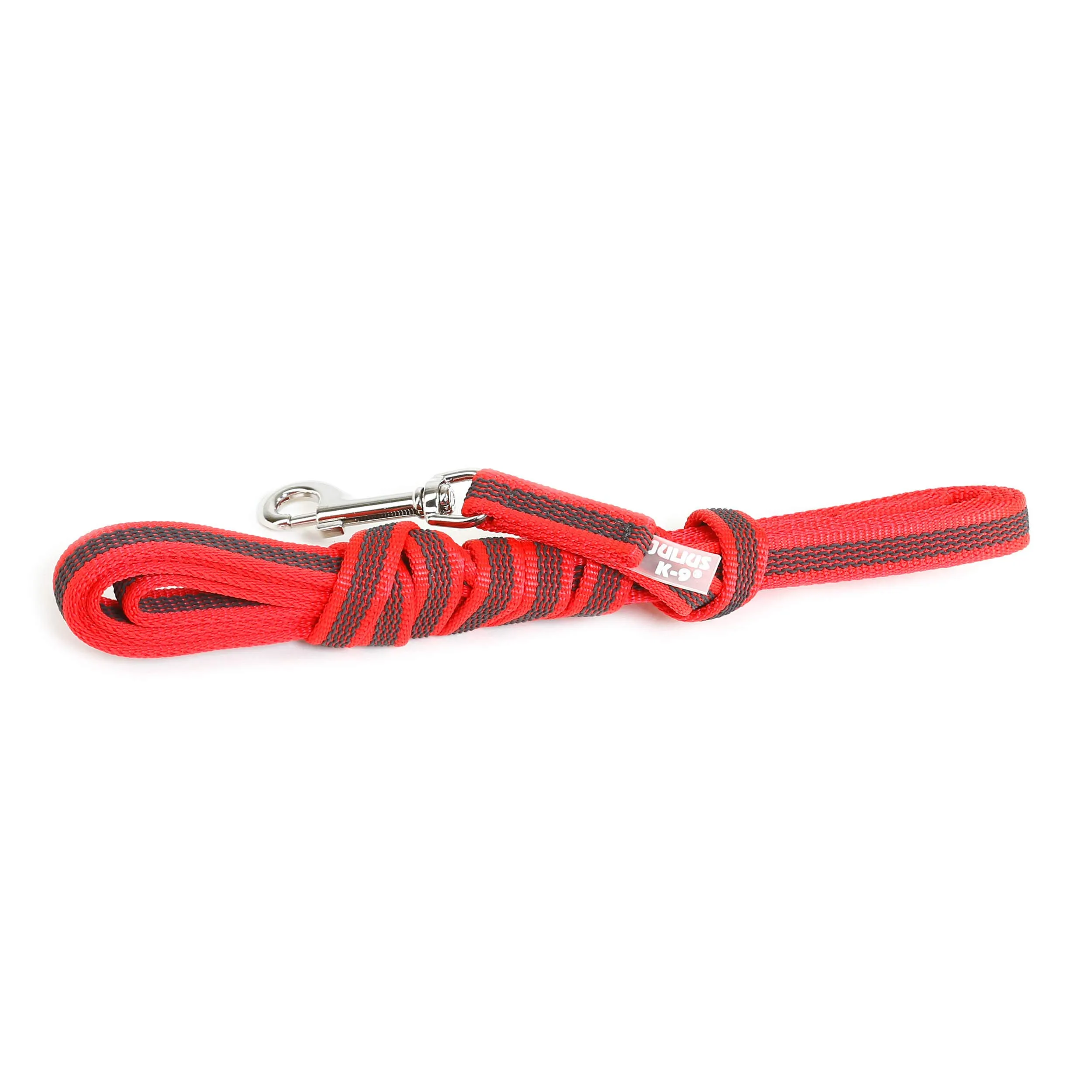 Julius-K9 Color & Gray Super Presa Guinzaglio Con Manico, 14 mm x 3 m, Rosso - immagine 3