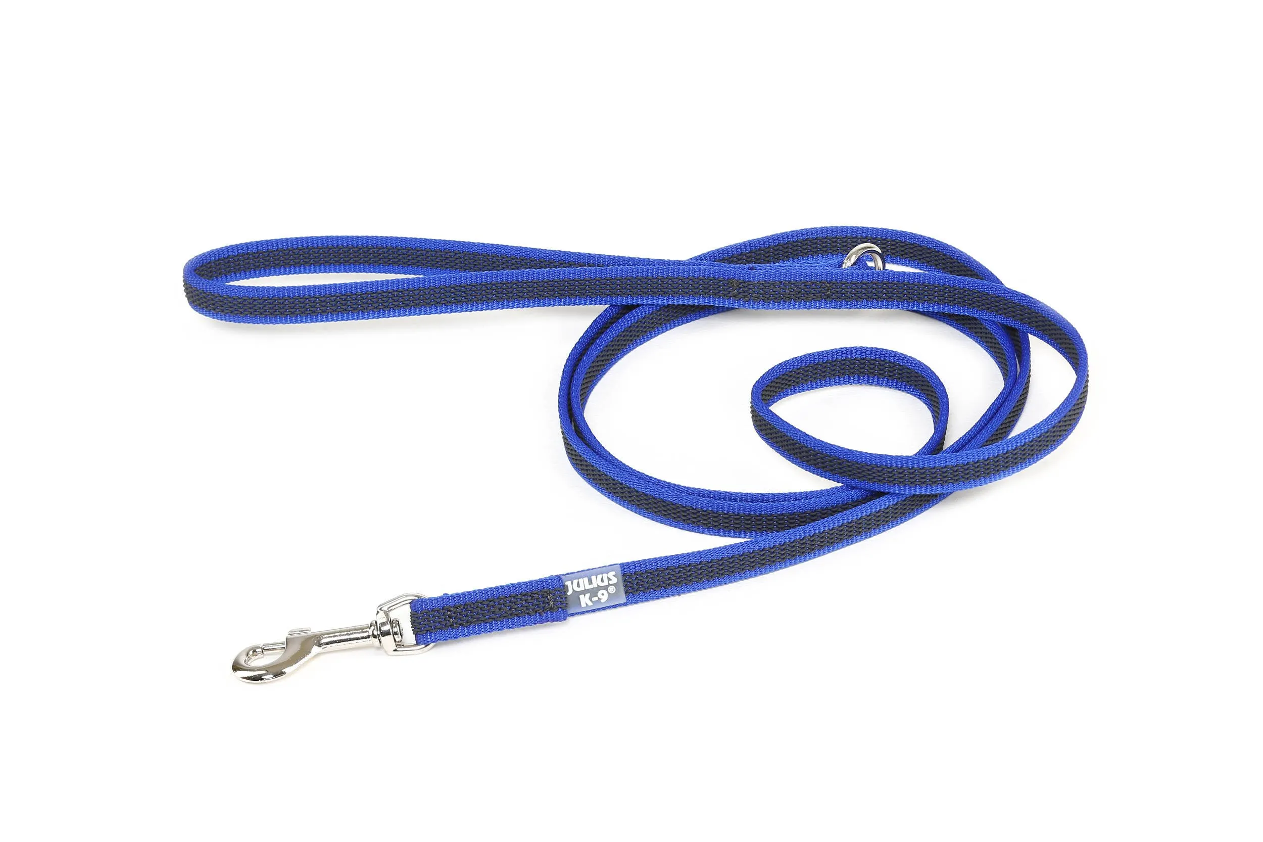 Julius-K9 Color & Gray Super Presa Guinzaglio con Manico e Anello D, 14 mm x 1.8 m, Blu - immagine 2