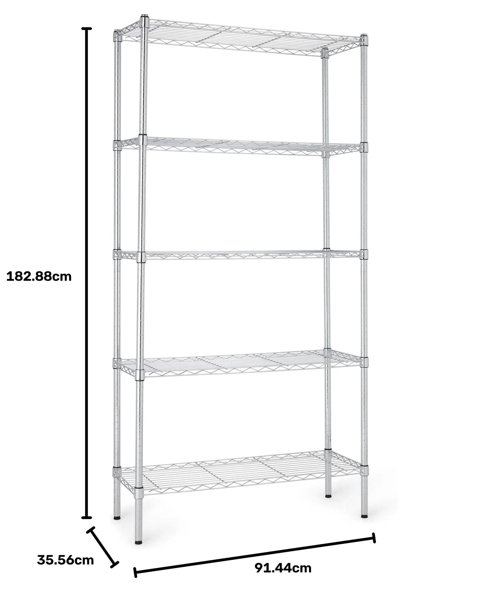 Amazon Basics Scaffaliera a 5 ripiani, 36 x 91 x 183 cm, Cromo - immagine 5