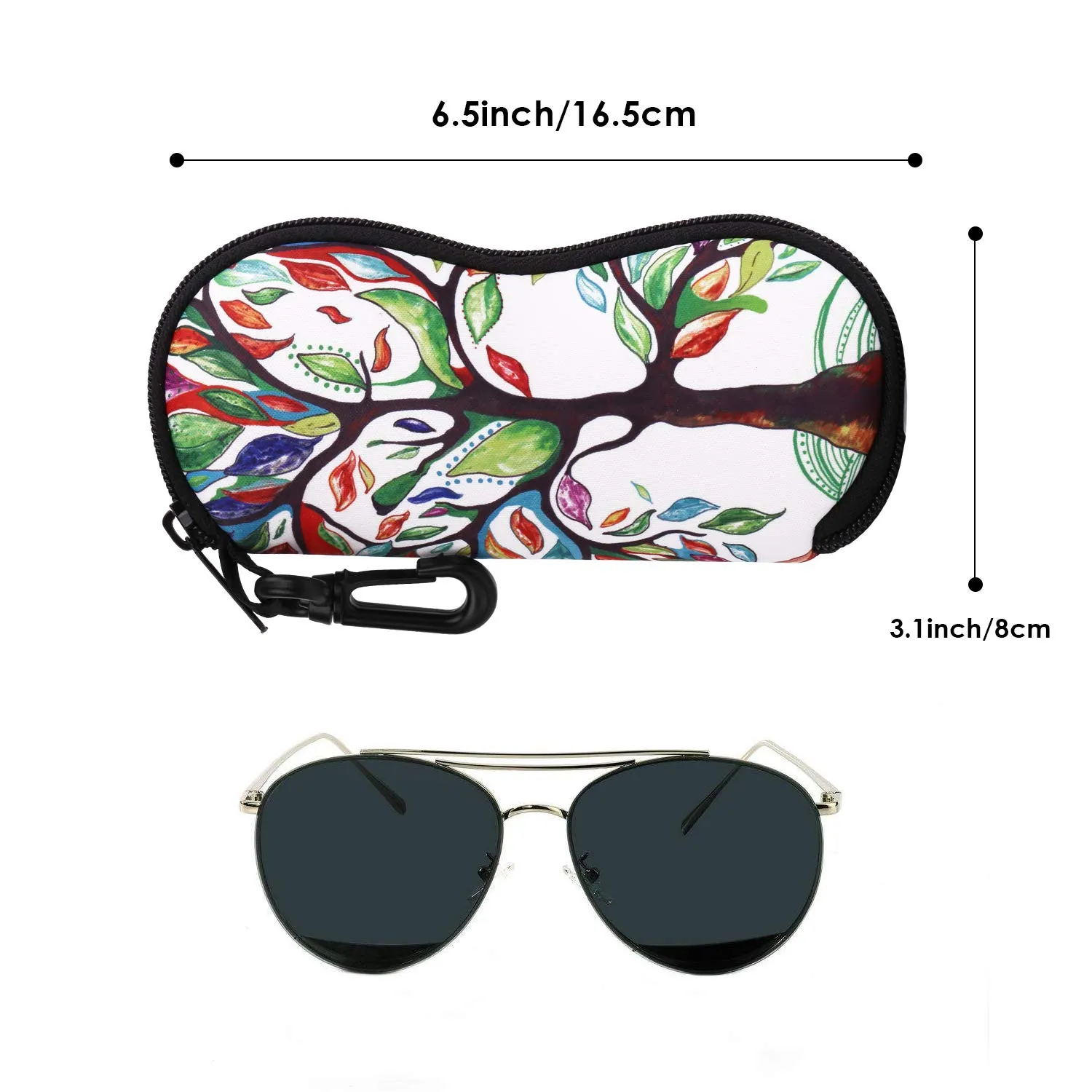 MoKo Custodia per occhiali da sole in neoprene con chiusura lampo, colore Albero Fortunato - immagine 5