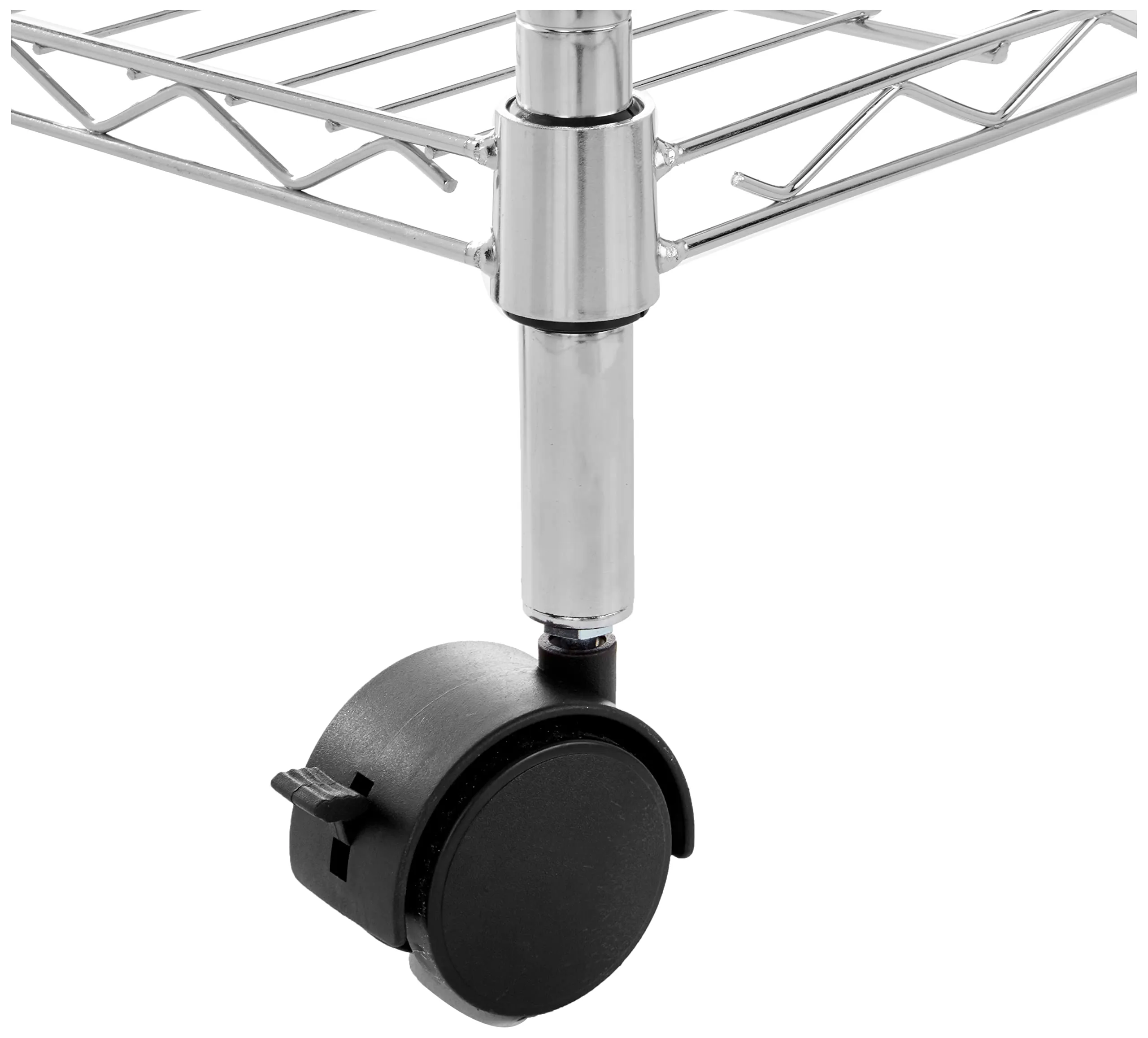 Amazon Basics Scaffaliera a 3 ripiani con rotelle e piedini regolabili, Cromo, 34 x 58.9 x 83.2 cm - immagine 3