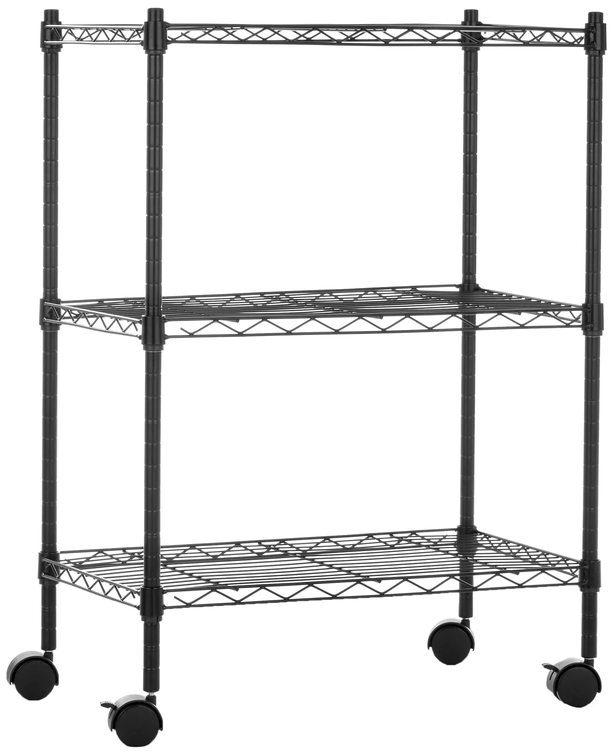 Amazon Basics Scaffaliera a 3 Ripiani con Rotelle, Nero, 34 x 58.9 x 83.2 cm - immagine 1
