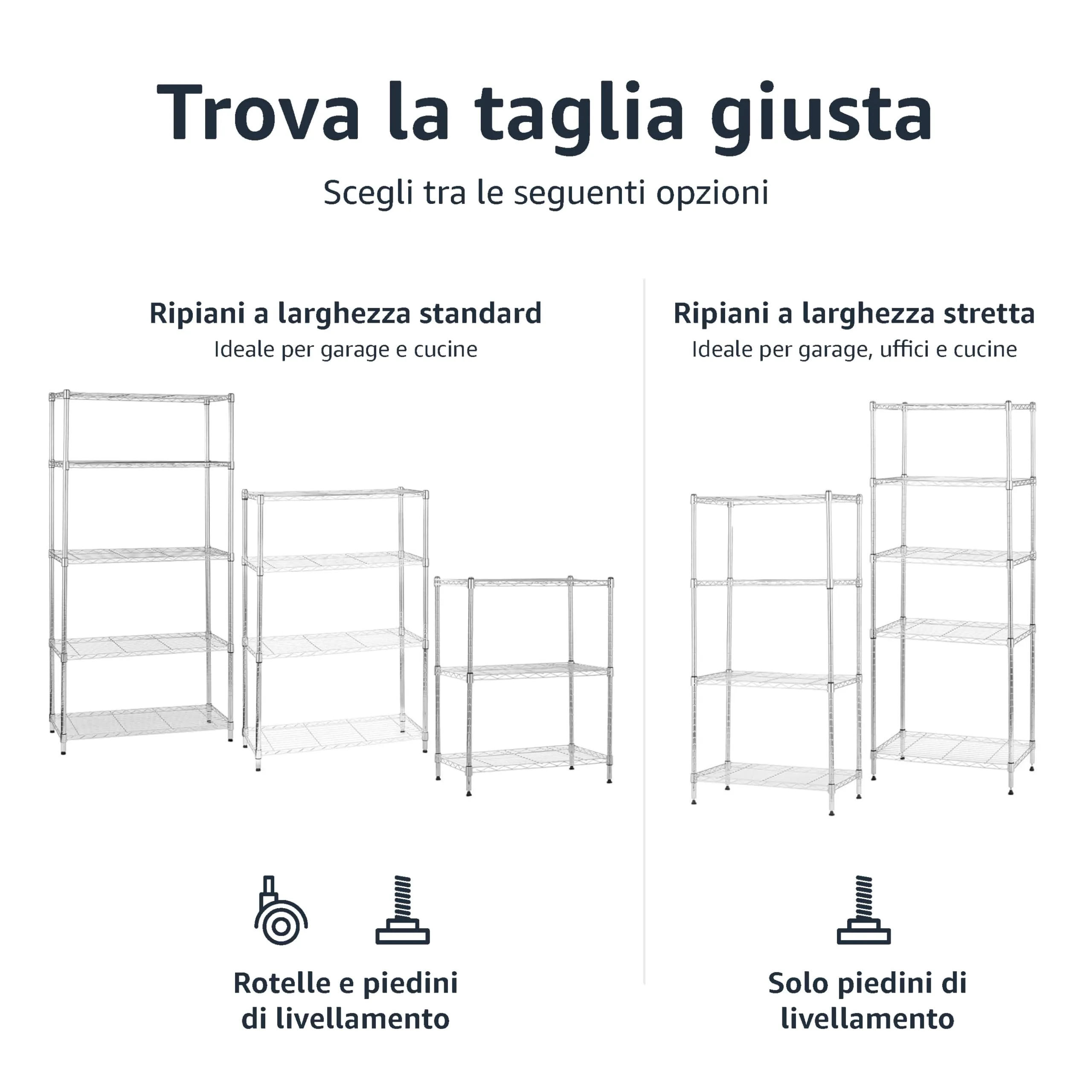 Amazon Basics Scaffaliera a 4 ripiani, Cromo, 35.6 x 91.4 x 137.1 cm - immagine 4