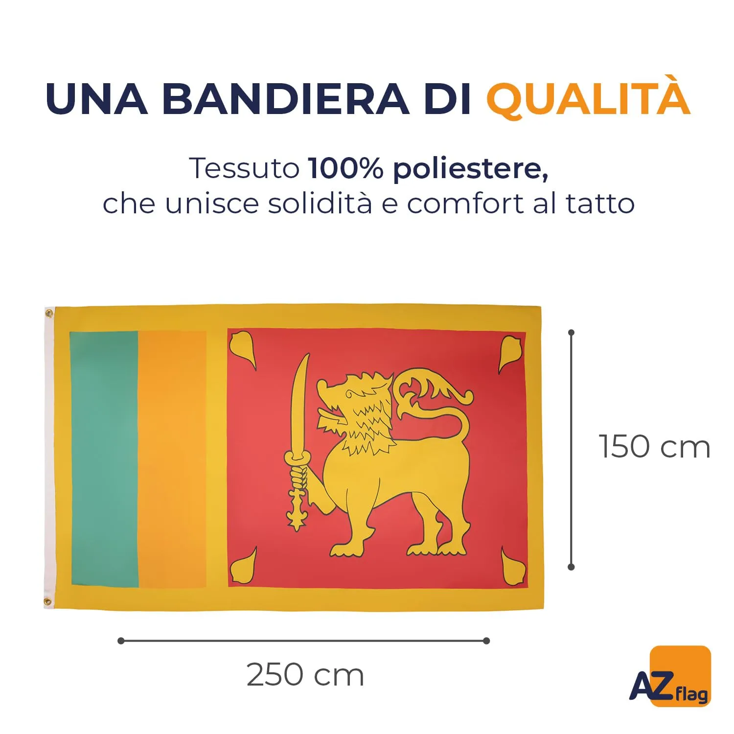 AZ FLAG Bandiera Sri Lanka 250x150 cm Poliestere 100D con 2 Occhielli - immagine 2