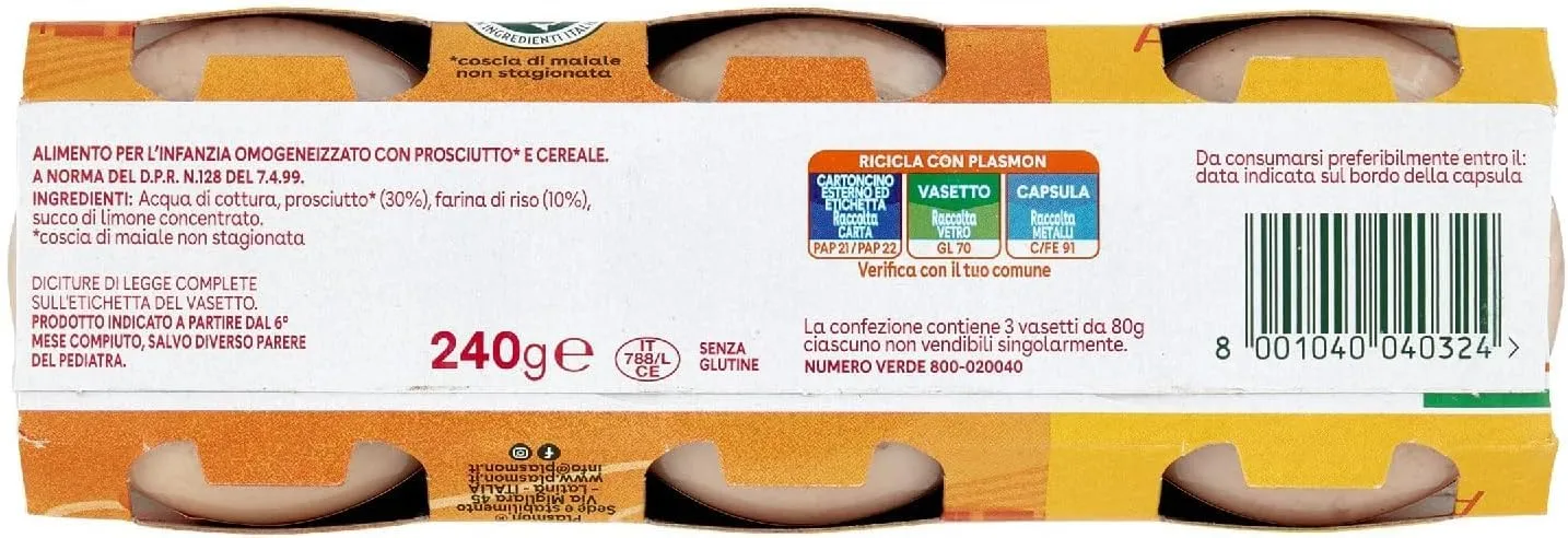 Plasmon Omogeneizzato di Prosciutto 24x80g - immagine 3