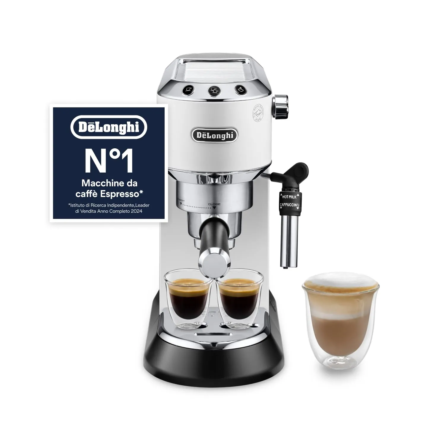 De'Longhi Dedica EC685.W Macchina Caffè Espresso Manuale, Polvere o Cialde E.S.E., Bianco - immagine 1