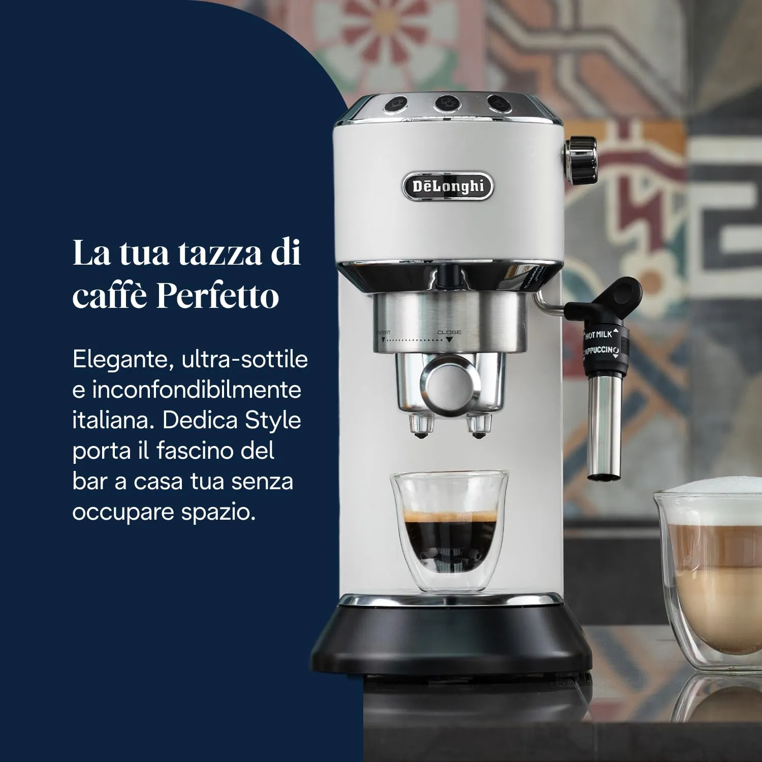 De'Longhi Dedica EC685.W Macchina Caffè Espresso Manuale, Polvere o Cialde E.S.E., Bianco - immagine 2