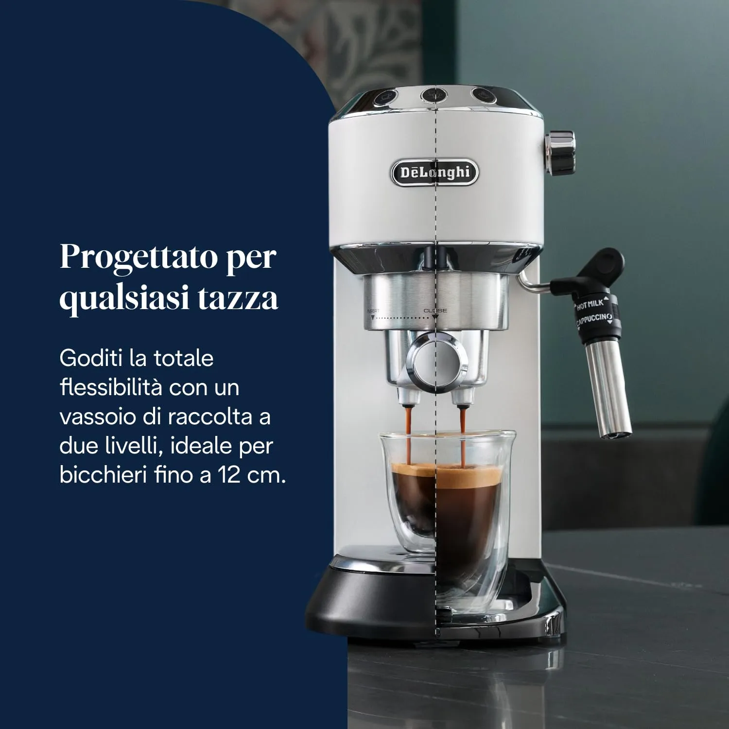 De'Longhi Dedica EC685.W Macchina Caffè Espresso Manuale, Polvere o Cialde E.S.E., Bianco - immagine 7
