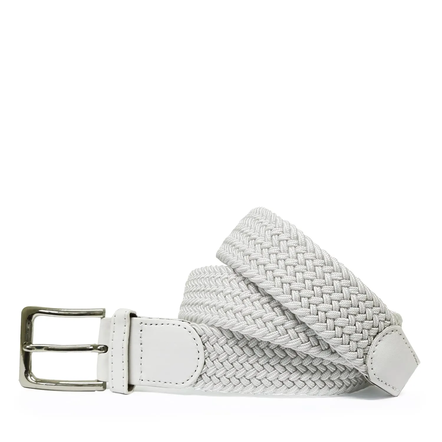 GLAMEXX24 Cintura Elastica in Tessuto Intrecciato Unisex Regolabile, 135cm, Bianco - immagine 2