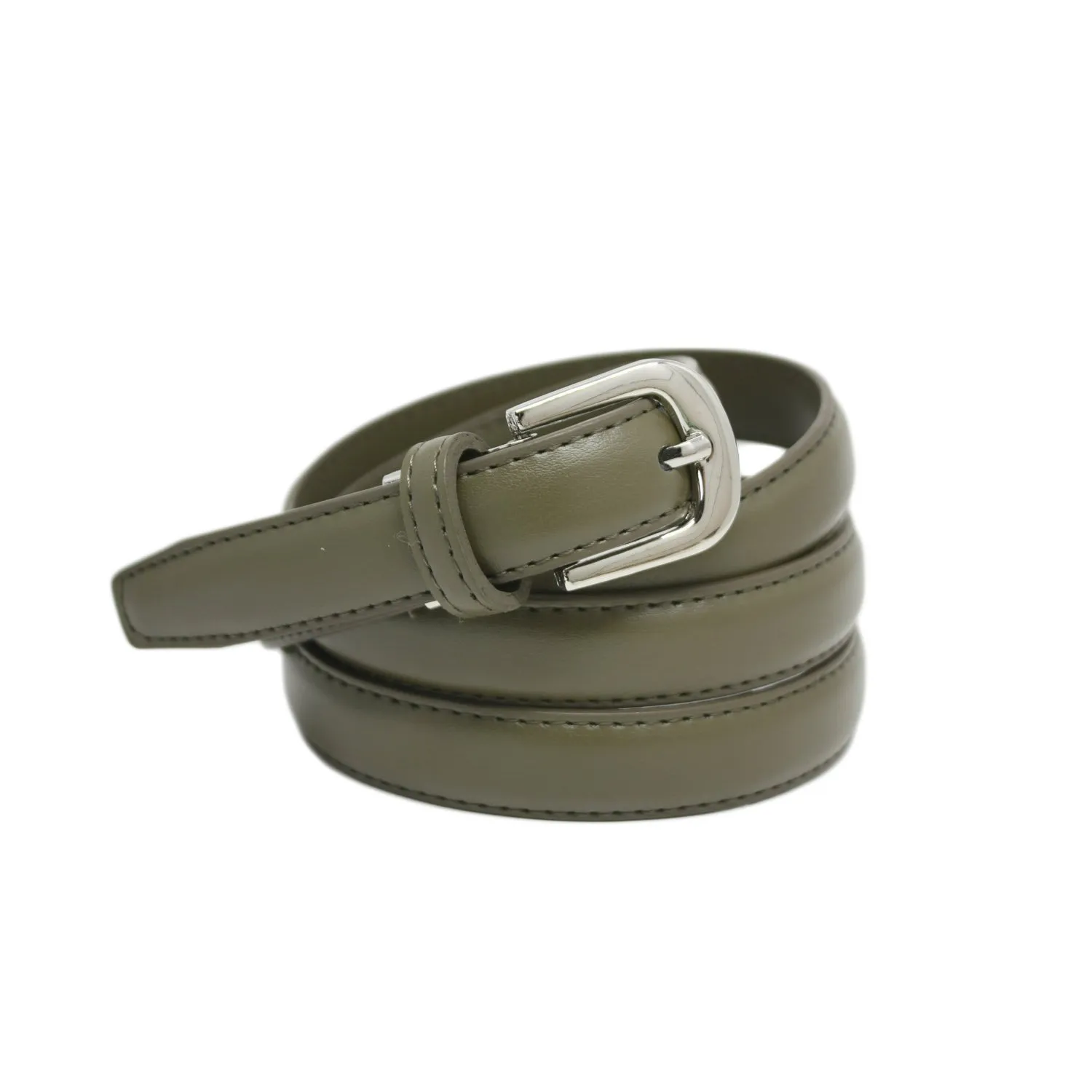 Yehman Cintura da Donna in Pelle di Vacchetta, 2 cm x 120 cm, Cachi - immagine 1