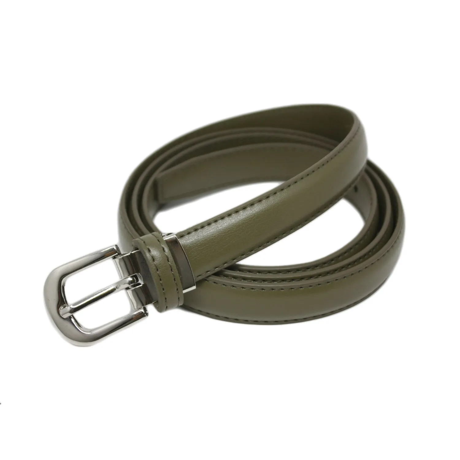 Yehman Cintura da Donna in Pelle di Vacchetta, 2 cm x 120 cm, Cachi - immagine 2