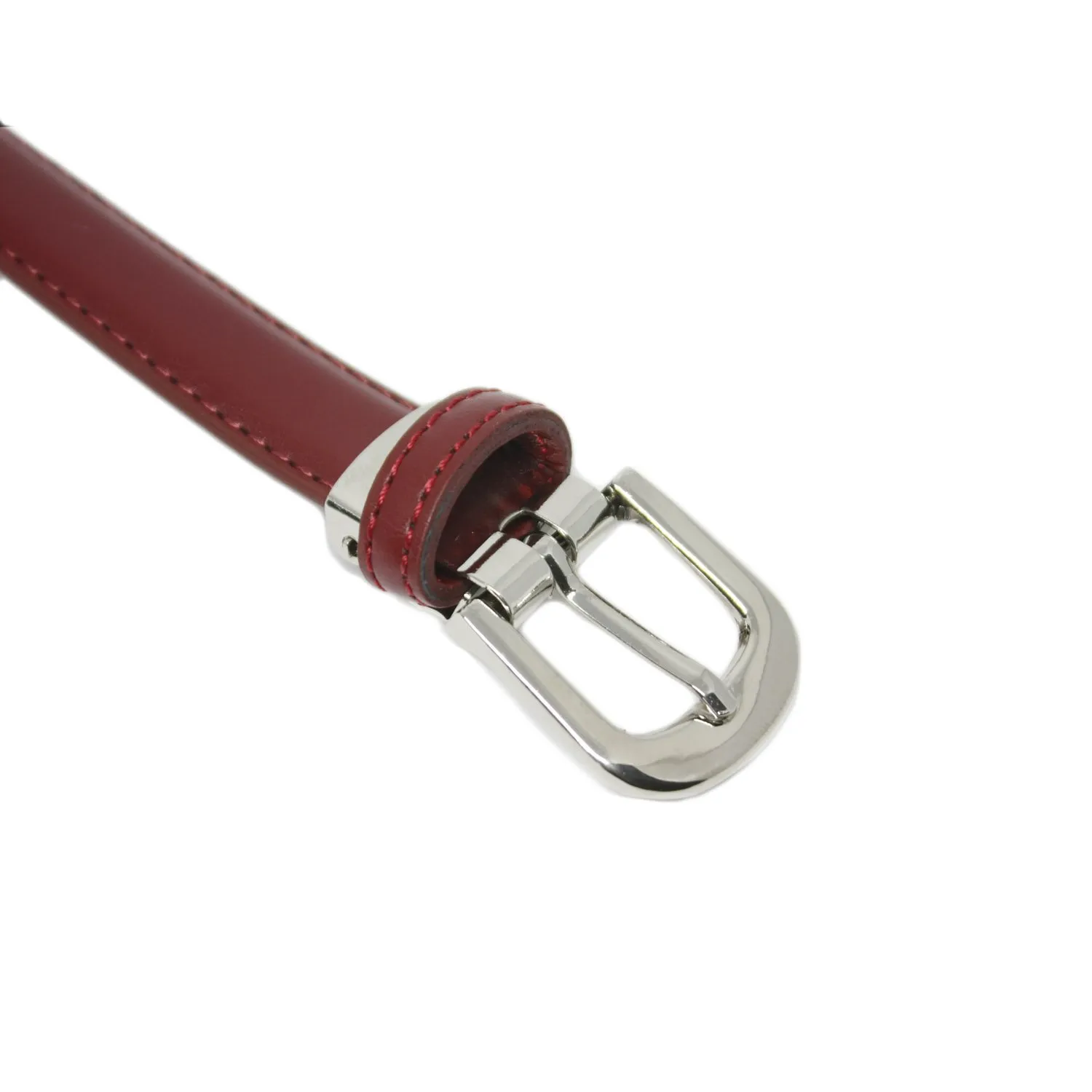 Yehman Cintura da Donna in Pelle di Vacchetta, 2 cm, Bordeaux, 120 cm - immagine 3