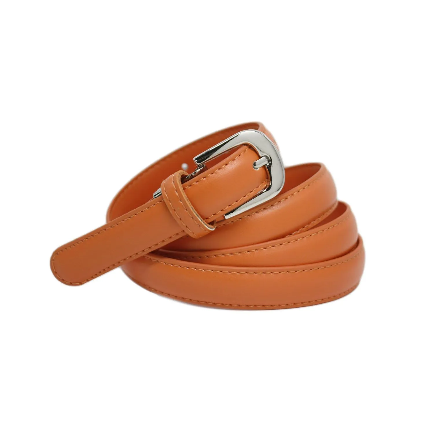 Yehman Cintura da Donna in Pelle di Vacchetta, 2 cm x 120 cm, Arancione - immagine 1
