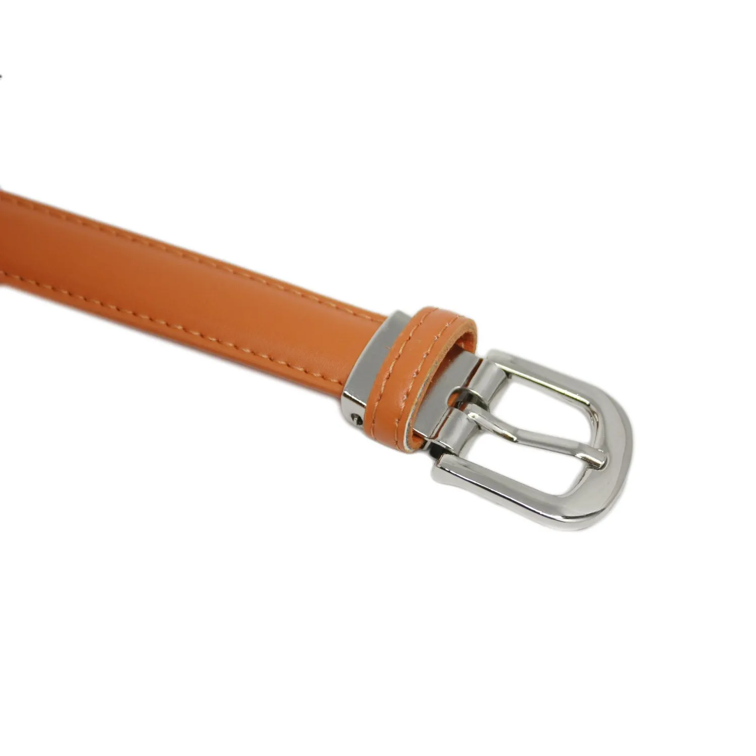 Yehman Cintura da Donna in Pelle di Vacchetta, 2 cm x 120 cm, Arancione - immagine 3