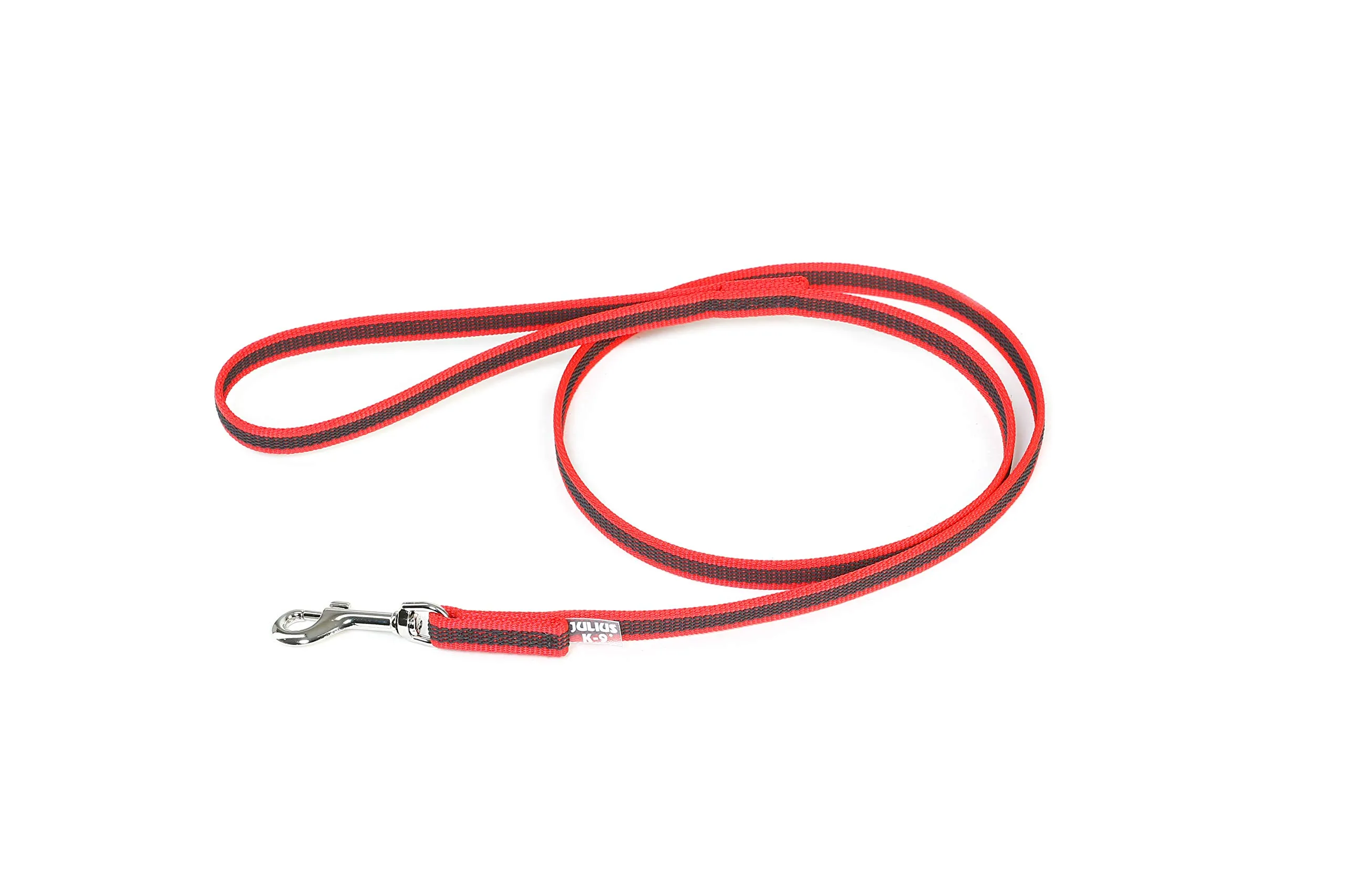 Julius-K9 Color & Gray Super Presa Guinzaglio Con Manico, 14 mm x 2 m, Rosso - immagine 2