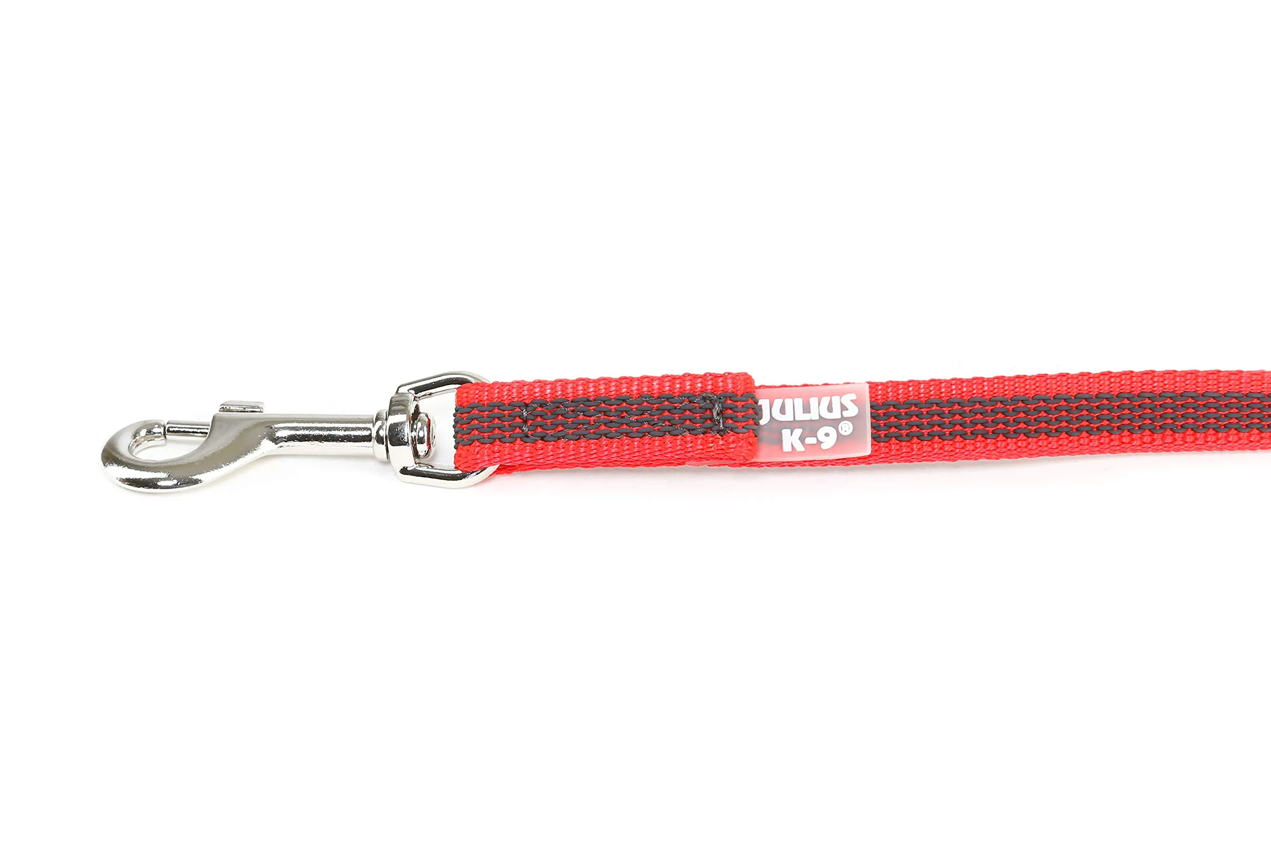 Julius-K9 Color & Gray Super Presa Guinzaglio Con Manico, 14 mm x 2 m, Rosso - immagine 4