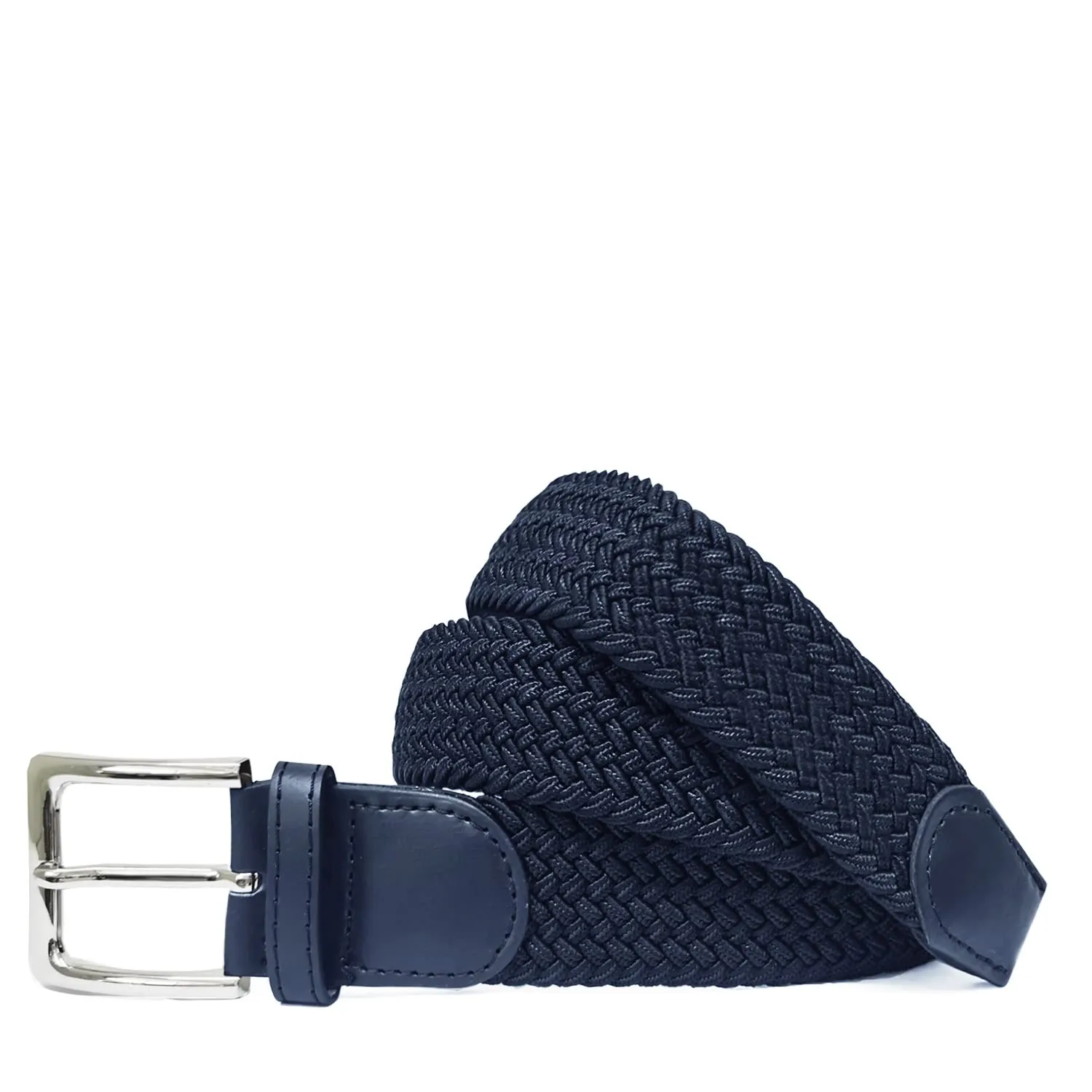 GLAMEXX24 Cintura Elastica Unisex in Tessuto Intrecciato Regolabile, 135cm, Blu Scuro - immagine 2
