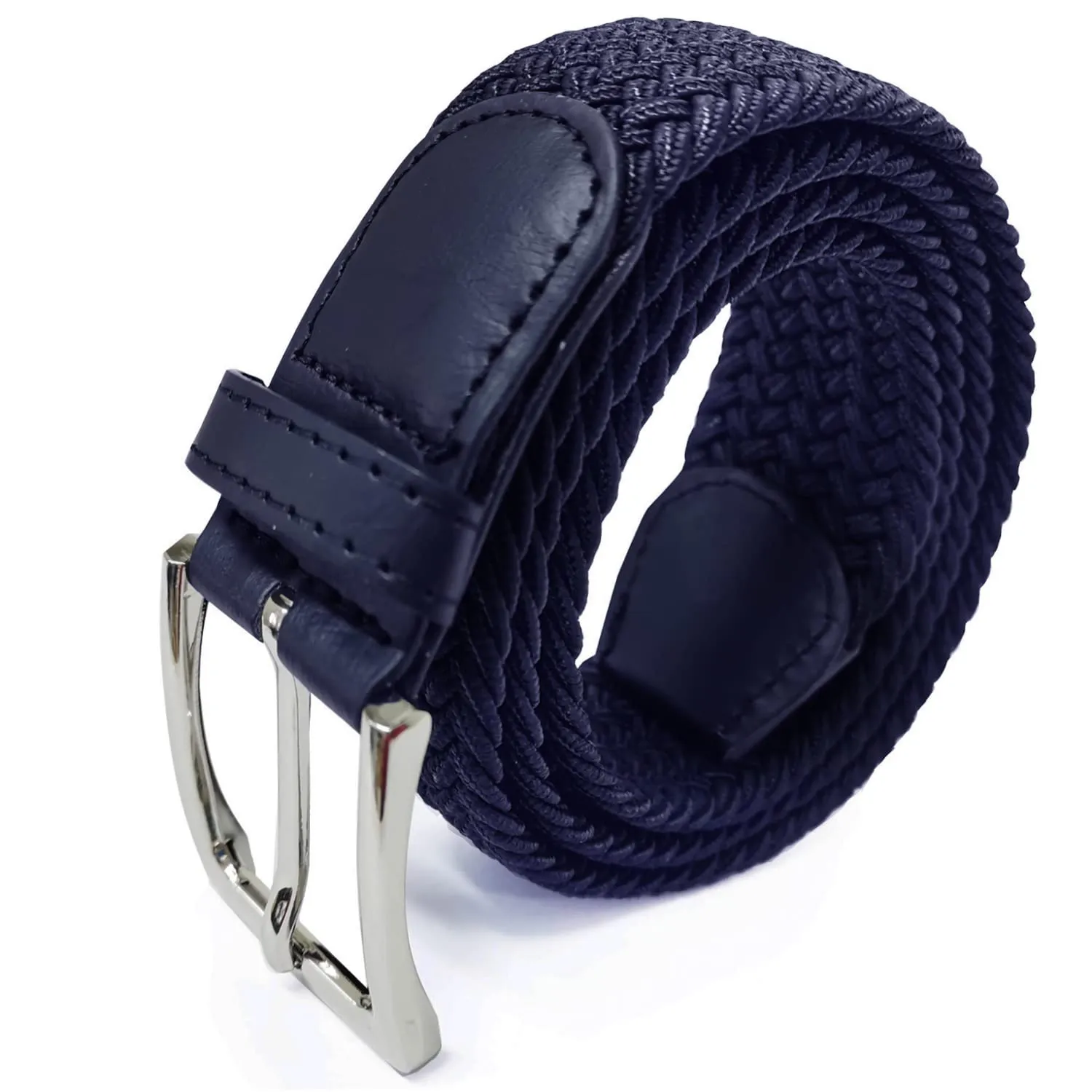 GLAMEXX24 Cintura Elastica Unisex in Tessuto Intrecciato, Regolabile, Blu Scuro, 155cm - immagine 1