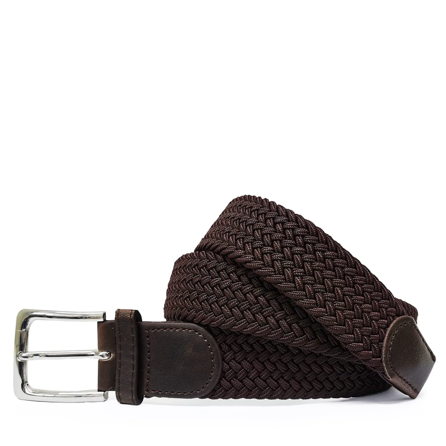 GLAMEXX24 Cintura Elastica Unisex in Tessuto Intrecciato Regolabile, Marrone Scuro, 145cm - immagine 2