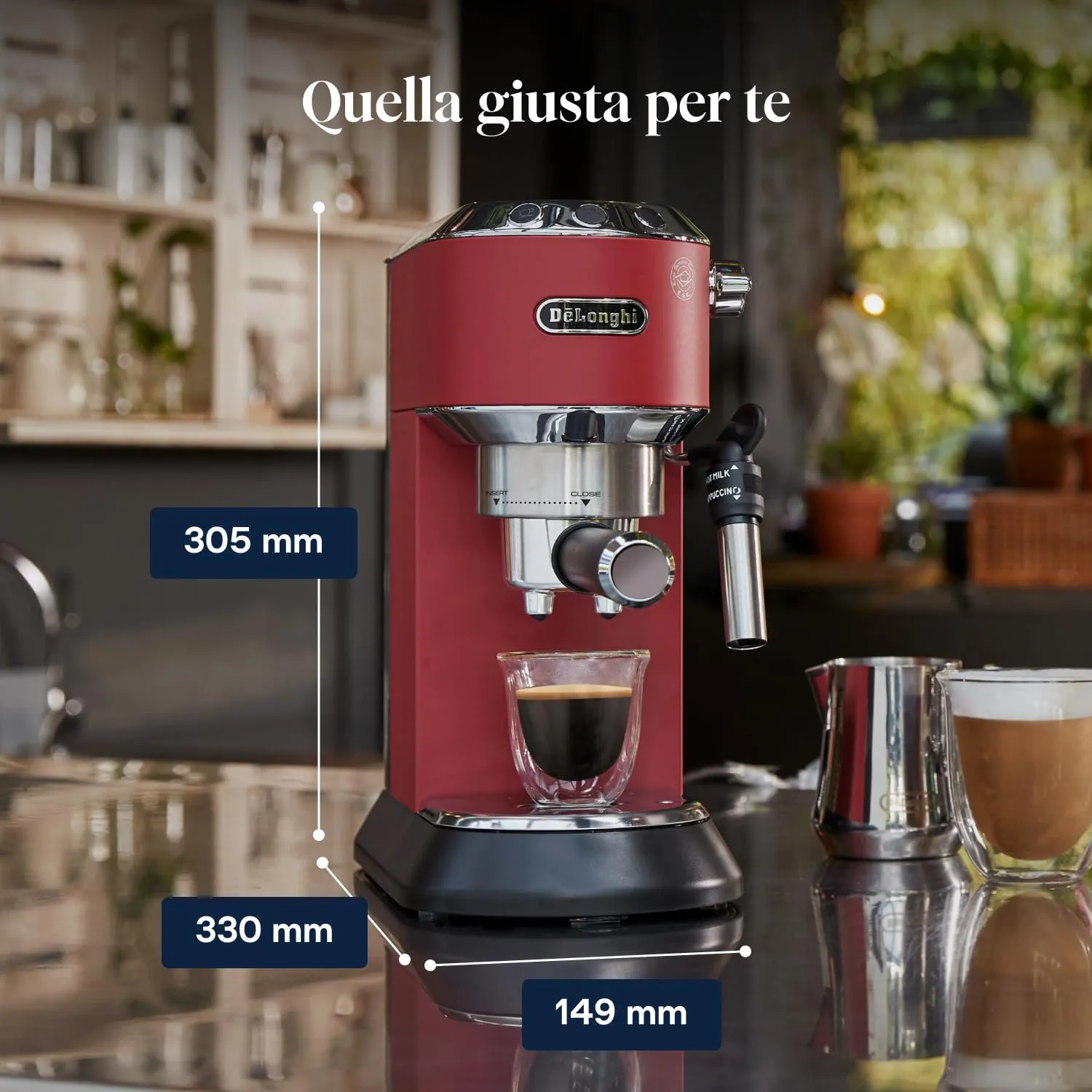 De'Longhi Dedica EC685.R Macchina Caffè Espresso Manuale, Rosso - immagine 9