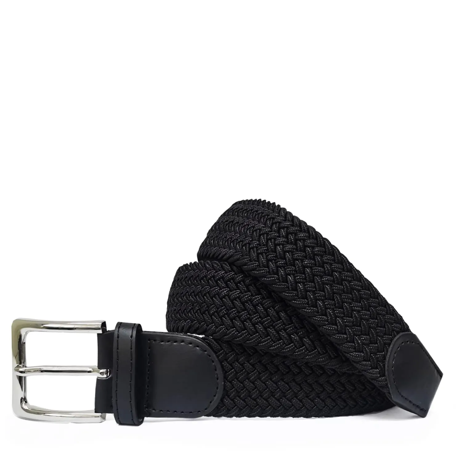 GLAMEXX24 Cintura Elastica Unisex in Tessuto Intrecciato Regolabile, 135cm, Nero - immagine 2