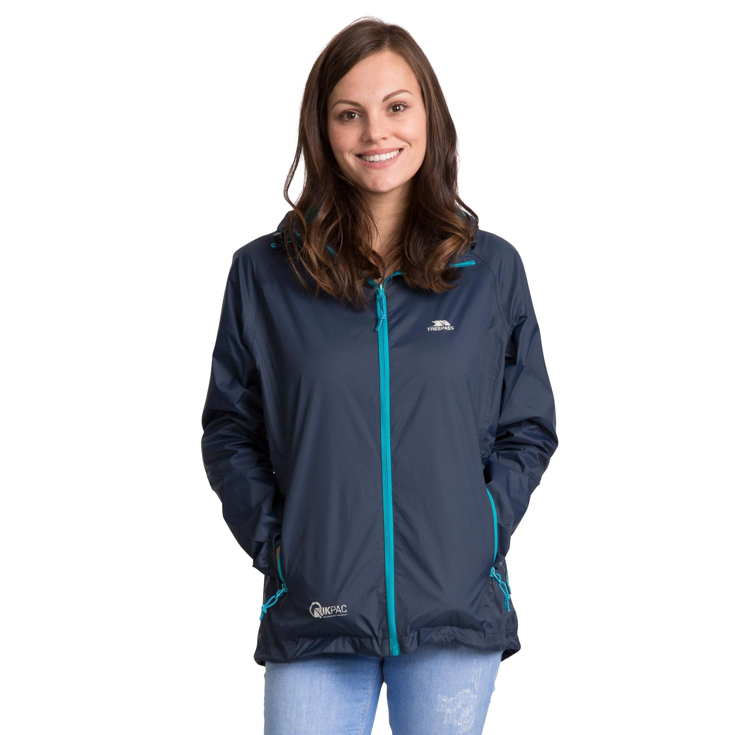 Trespass Qikpac Compact Pack Away Women's Waterproof Jacket - Navy Blue - 3XS - immagine 2