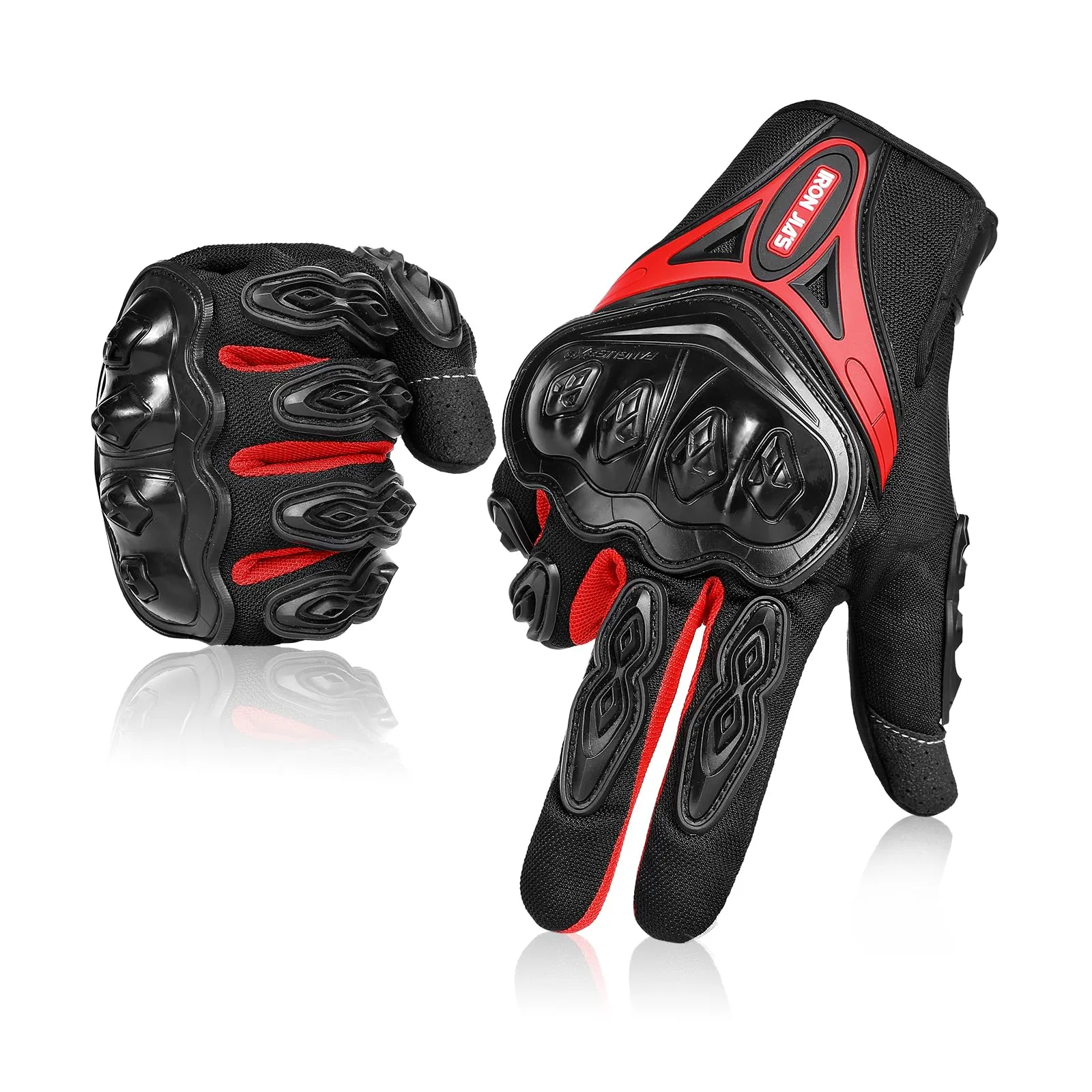 IRON JIA'S Guanti da Moto Estivi Touch Screen Traspiranti, Rosso-M - immagine 1