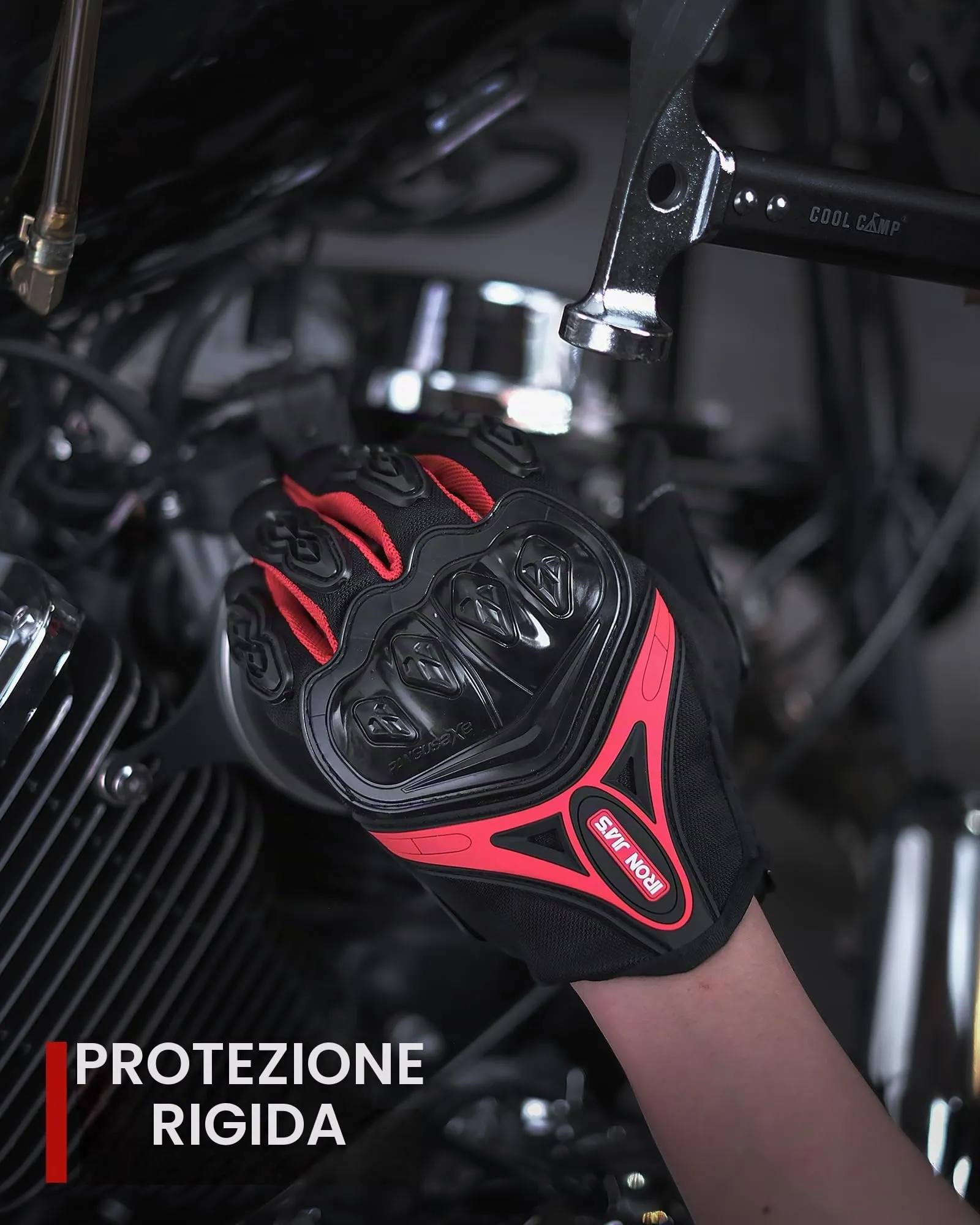 IRON JIA'S Guanti da Moto Estivi Touch Screen Traspiranti, Rosso-M - immagine 4