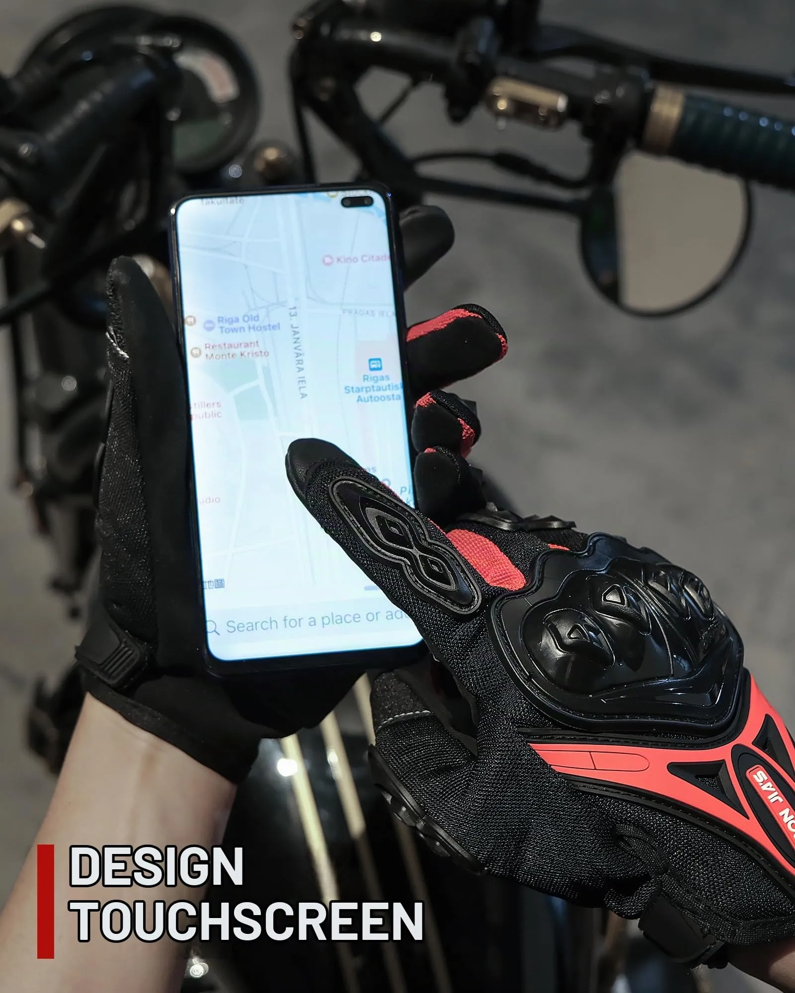 IRON JIA'S Guanti da Moto Estivi Touch Screen Traspiranti, Rosso-M - immagine 5