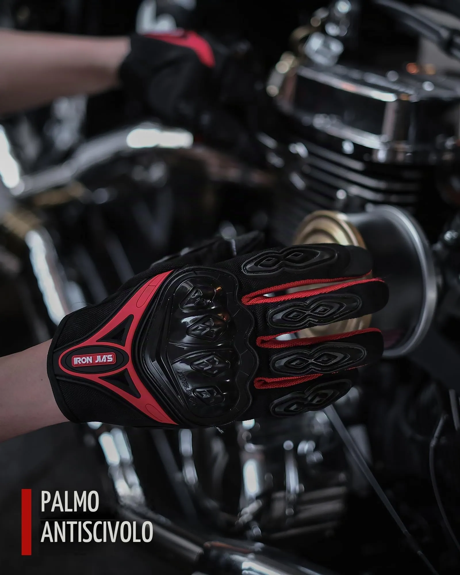 IRON JIA'S Guanti da Moto Estivi Touch Screen Traspiranti, Rosso-M - immagine 7