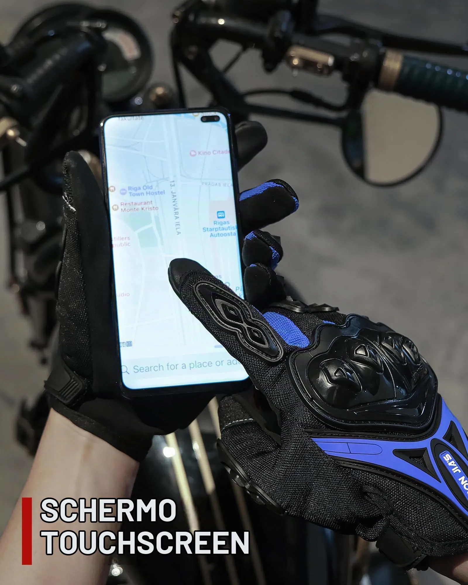 IRON JIA'S Guanti da Moto Estivi Touch Screen Traspiranti, Blu-L - immagine 4