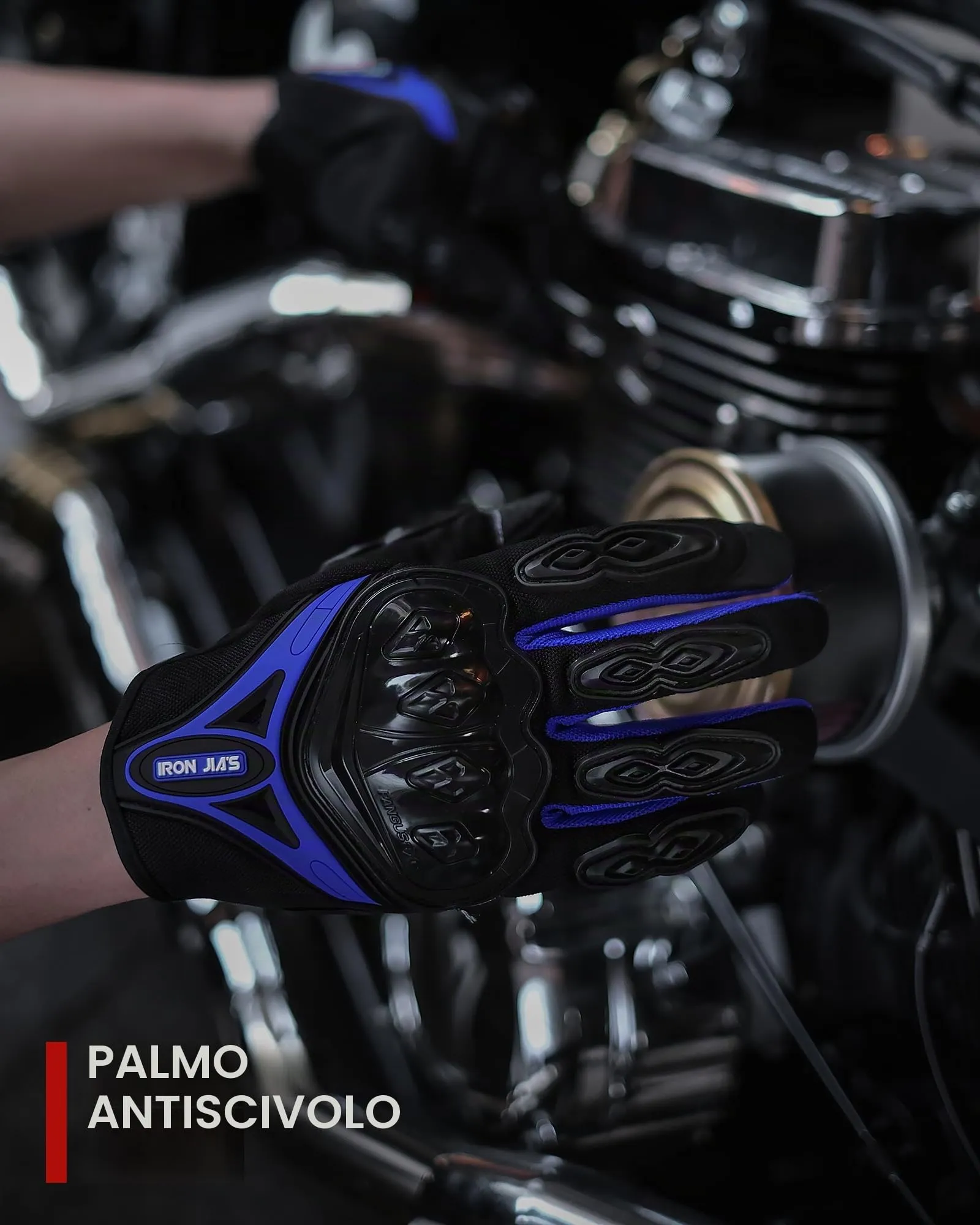 IRON JIA'S Guanti da Moto Estivi Touch Screen Traspiranti, Blu-L - immagine 7